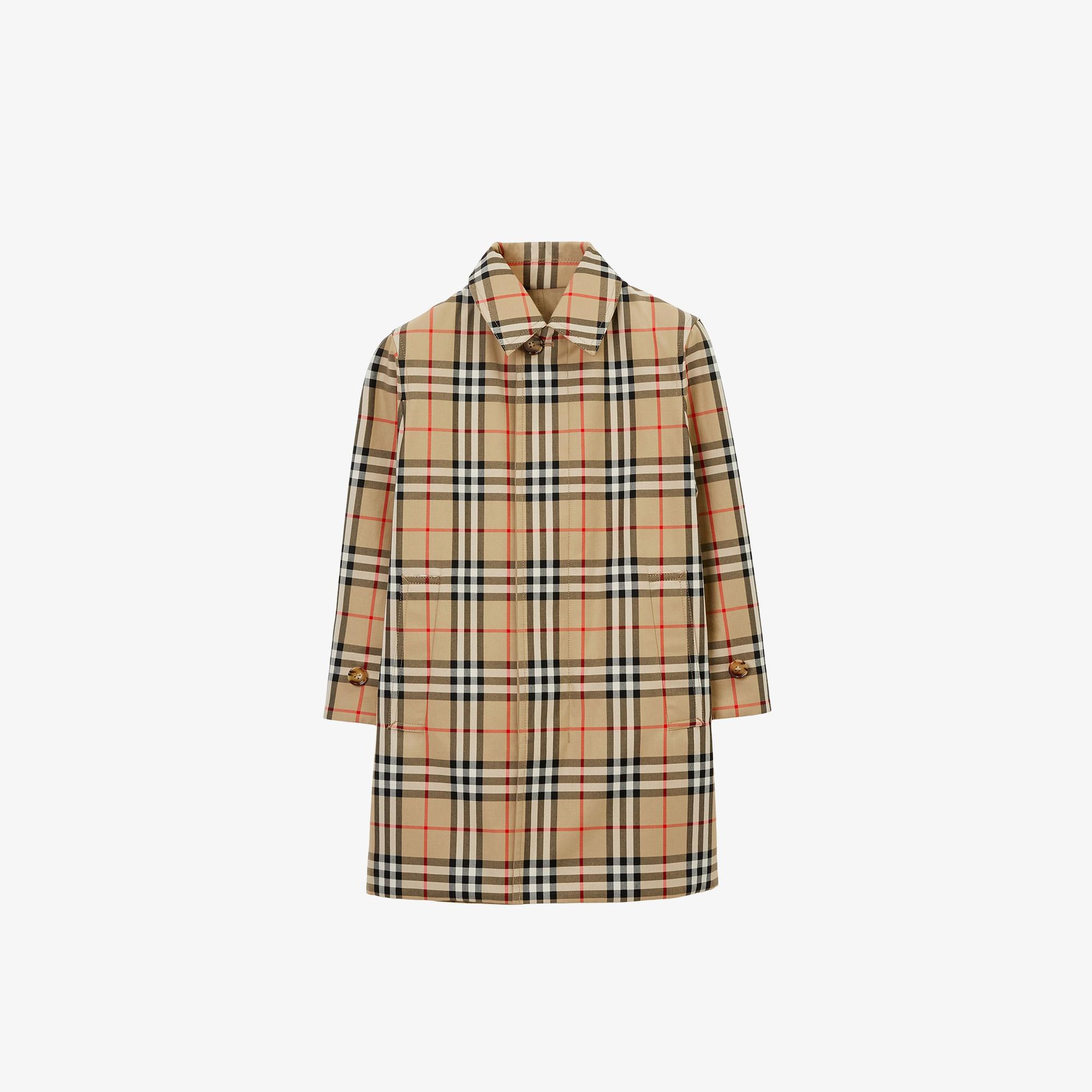 Burberry Reversible Check Gabardine Car Çocuk Bej Trençkot