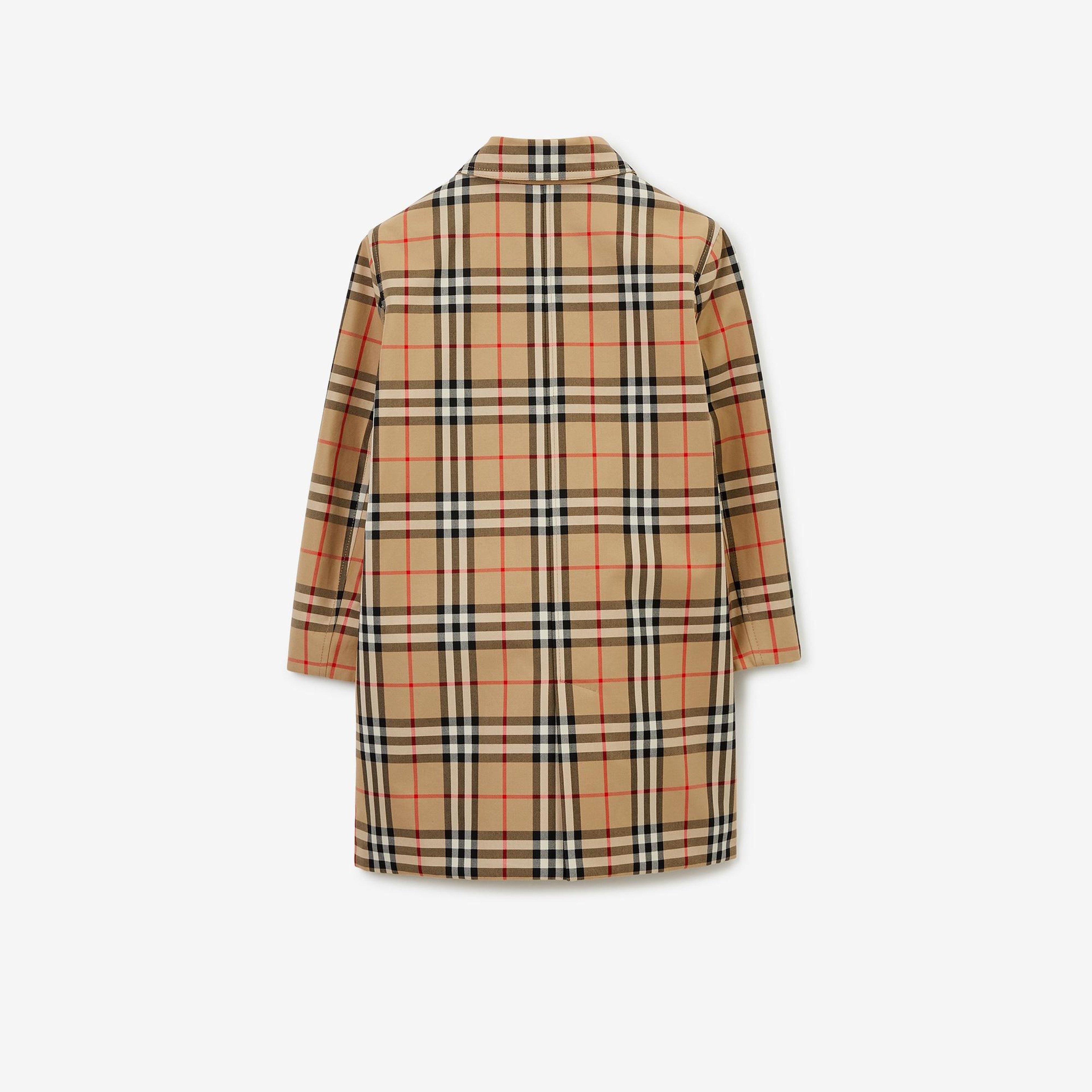 Burberry Reversible Check Gabardine Car Çocuk Bej Trençkot