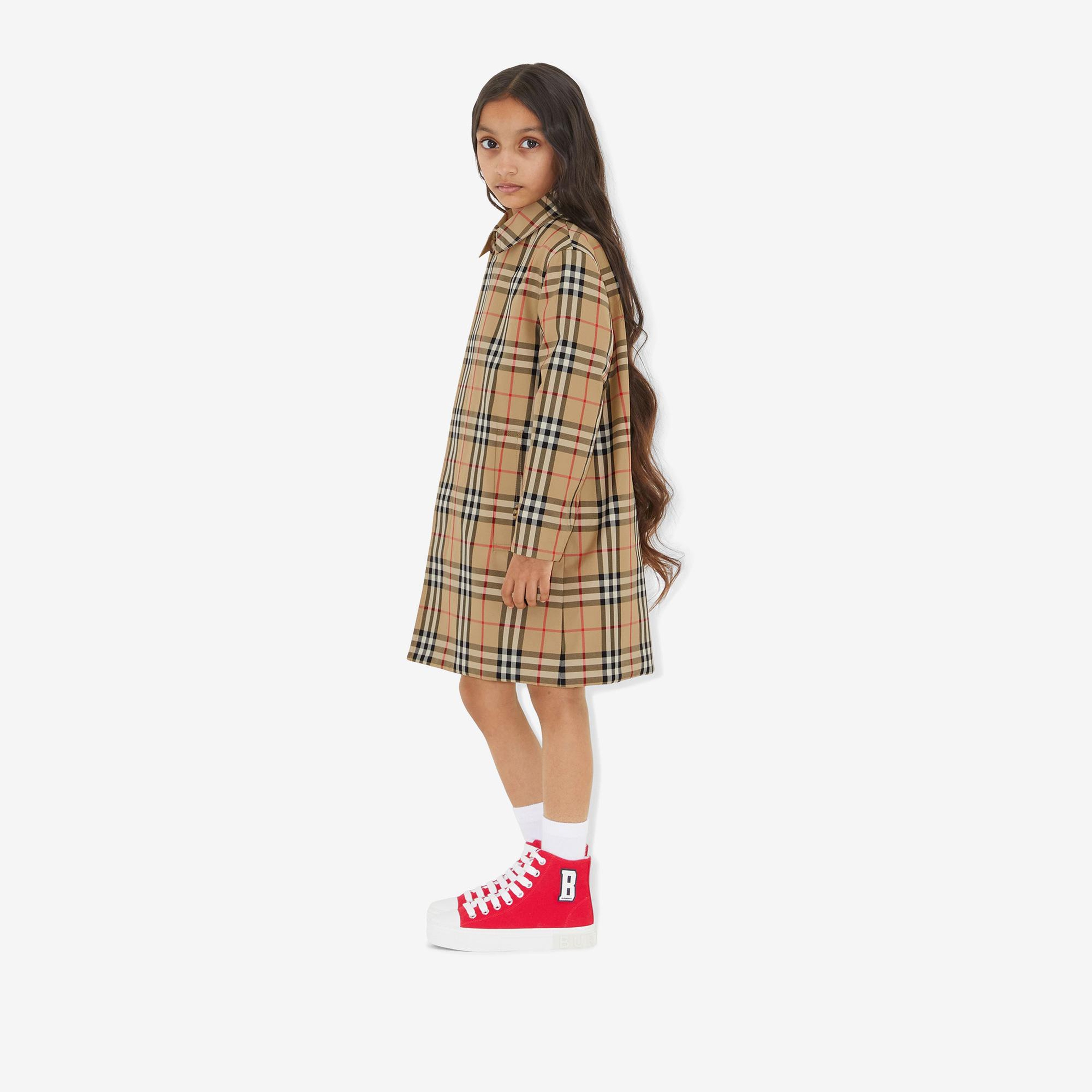 Burberry Reversible Check Gabardine Car Çocuk Bej Trençkot