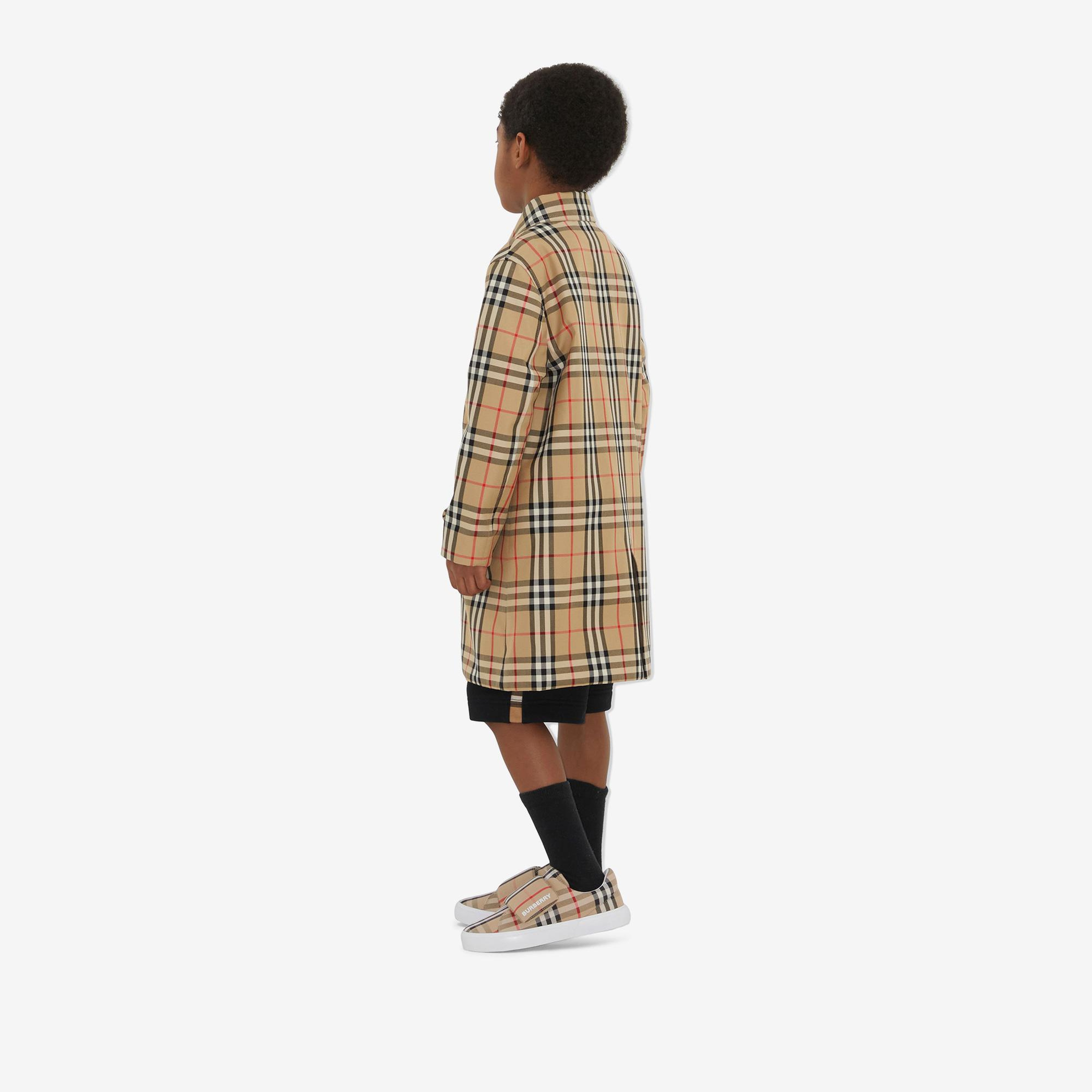 Burberry Reversible Check Gabardine Car Çocuk Bej Trençkot