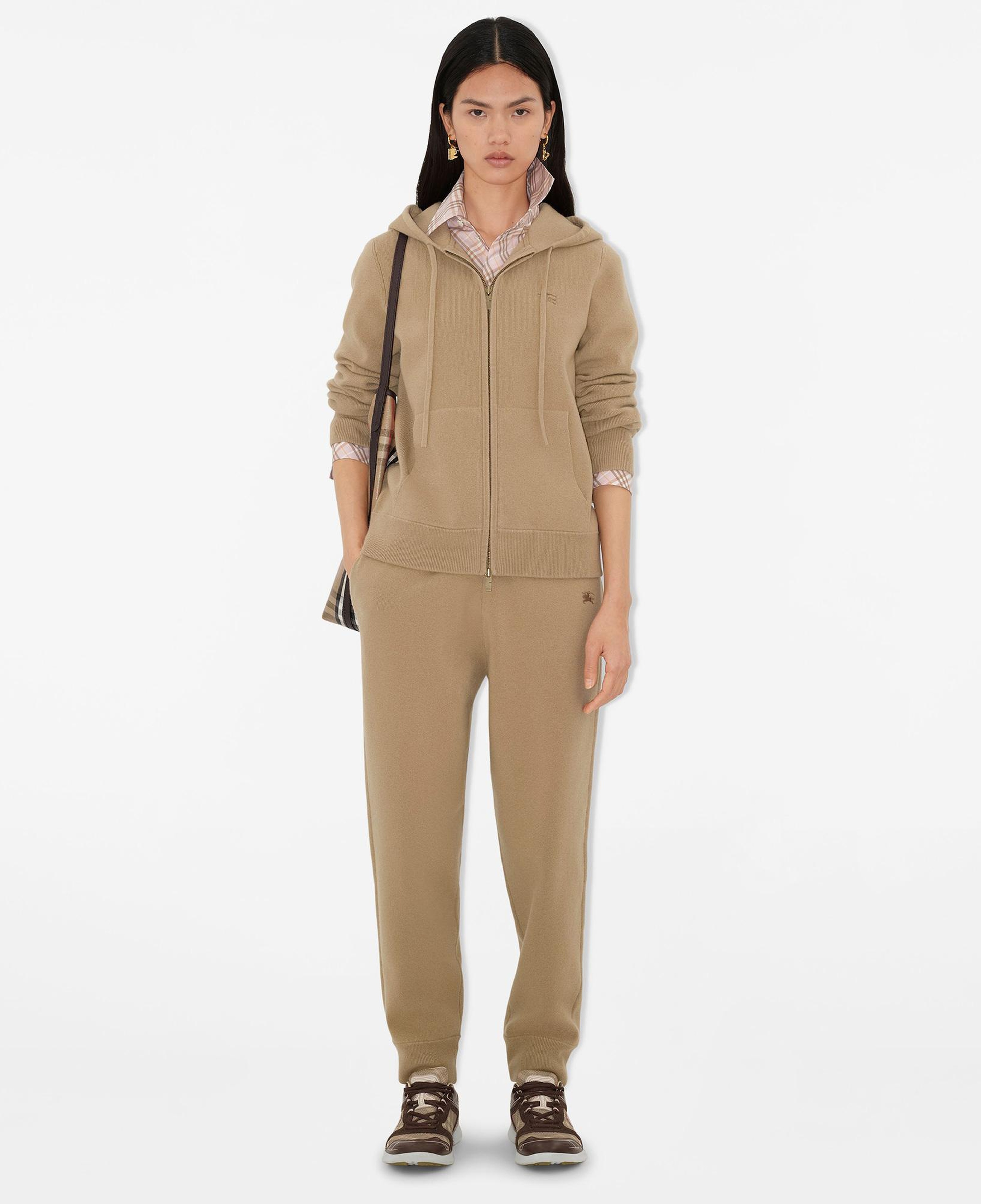 Burberry Cashmere Blend Zip Kadın Bej Hoodie