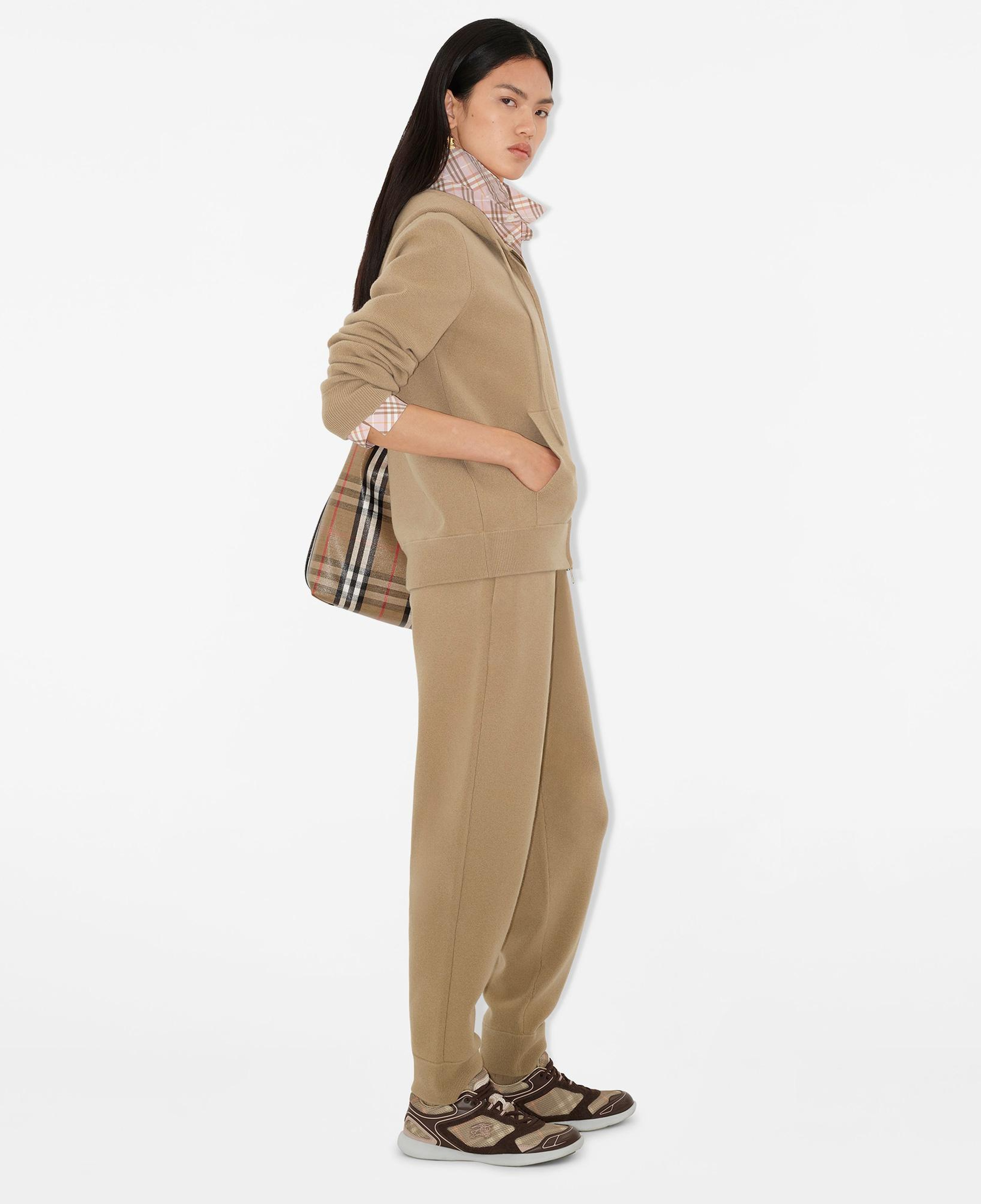Burberry Cashmere Blend Zip Kadın Bej Hoodie