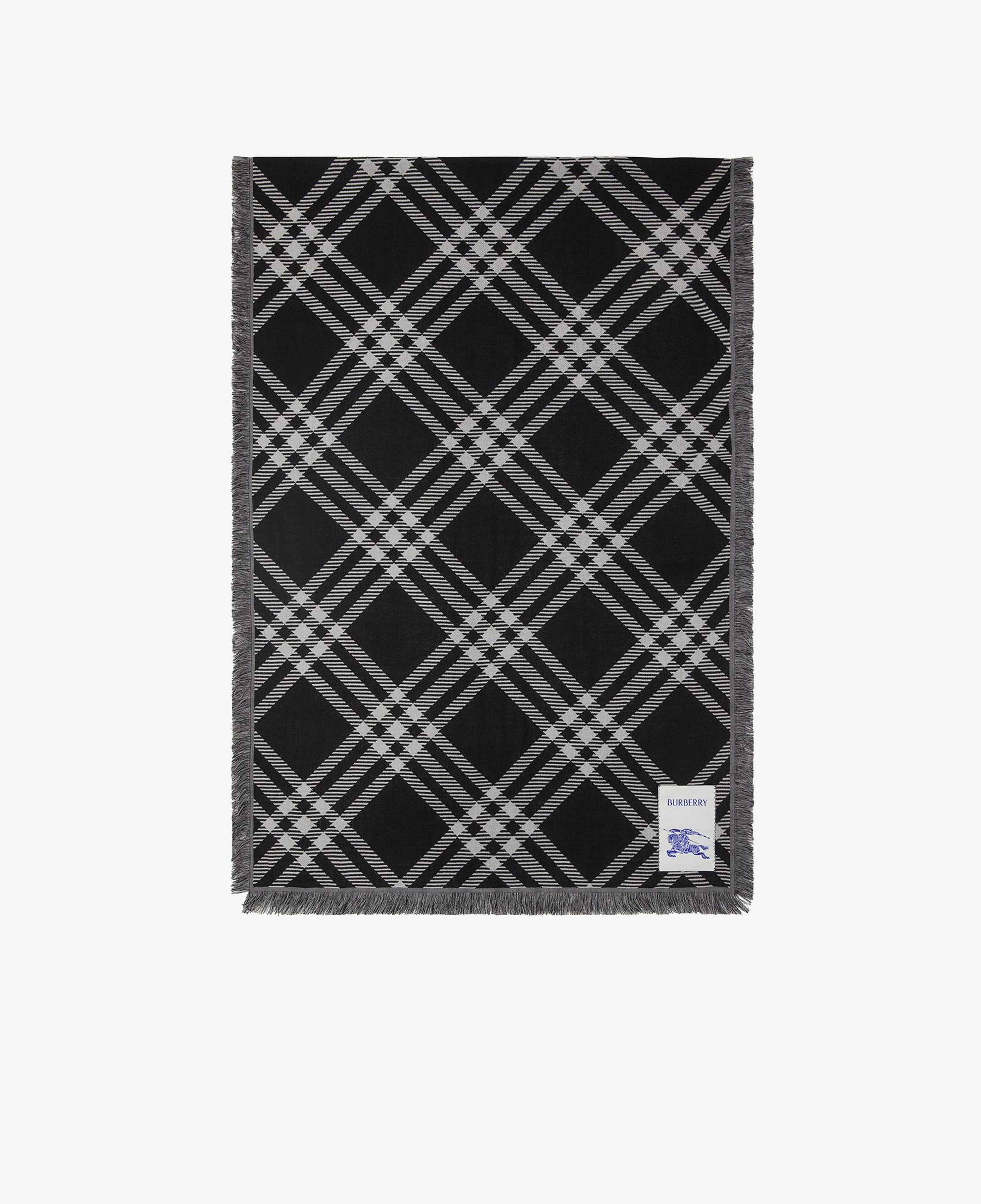 Burberry Wide Check Wool Silk Unisex Siyah Atkı