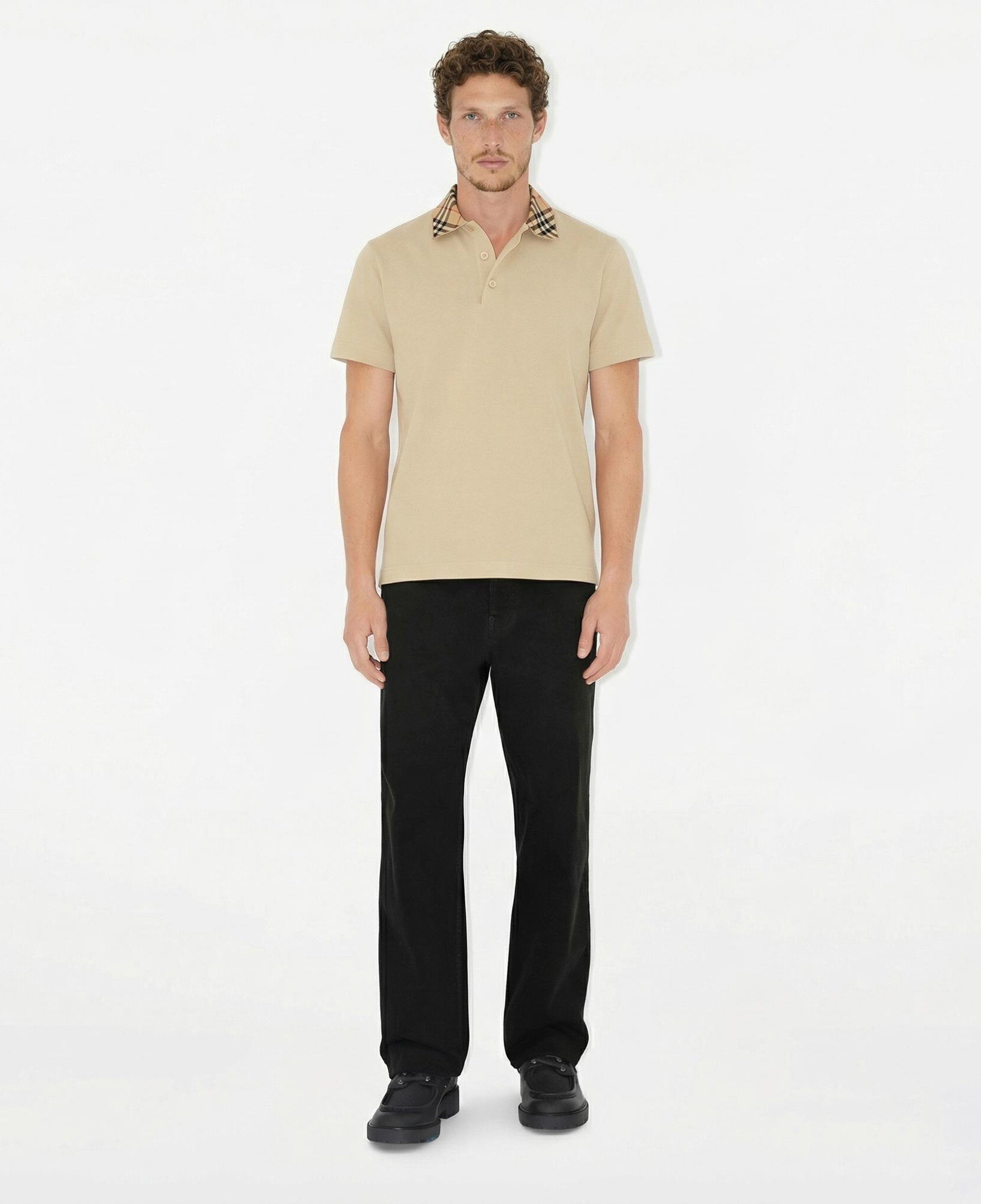 Burberry For Cotton Erkek Krem Polo