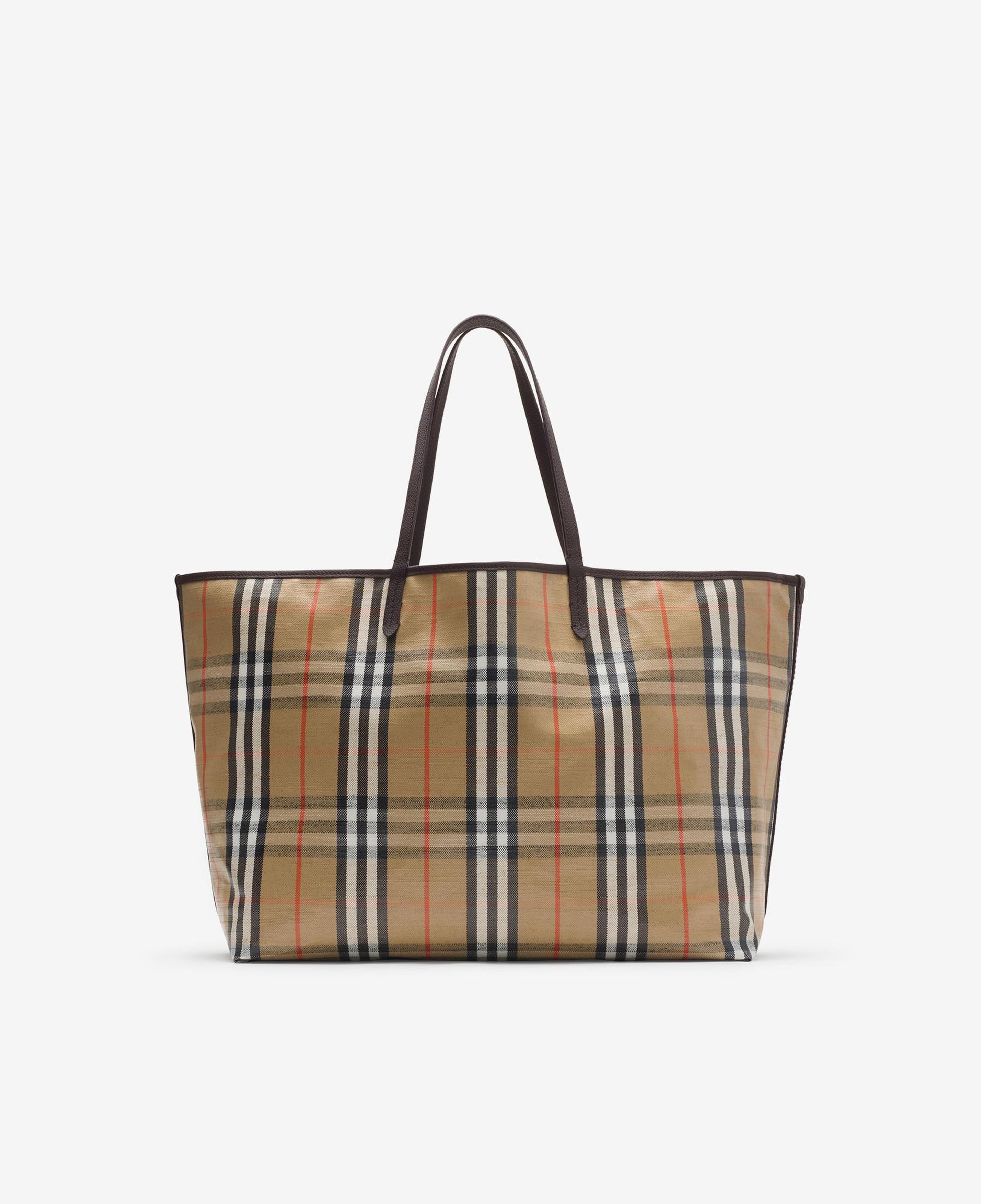 Burberry Large Highlands Kadın Bej Keten Tote Çanta