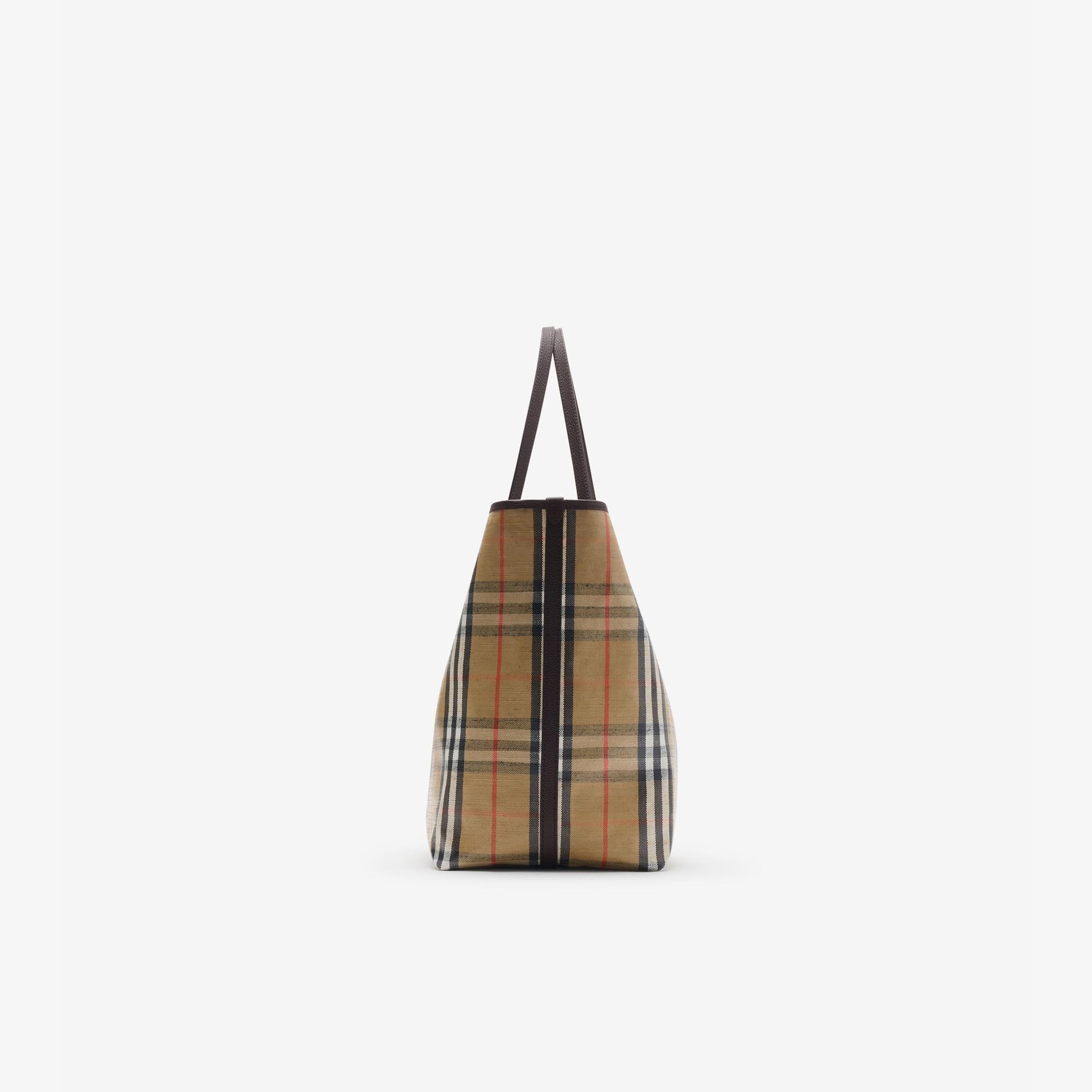 Burberry Large Highlands Kadın Bej Keten Tote Çanta