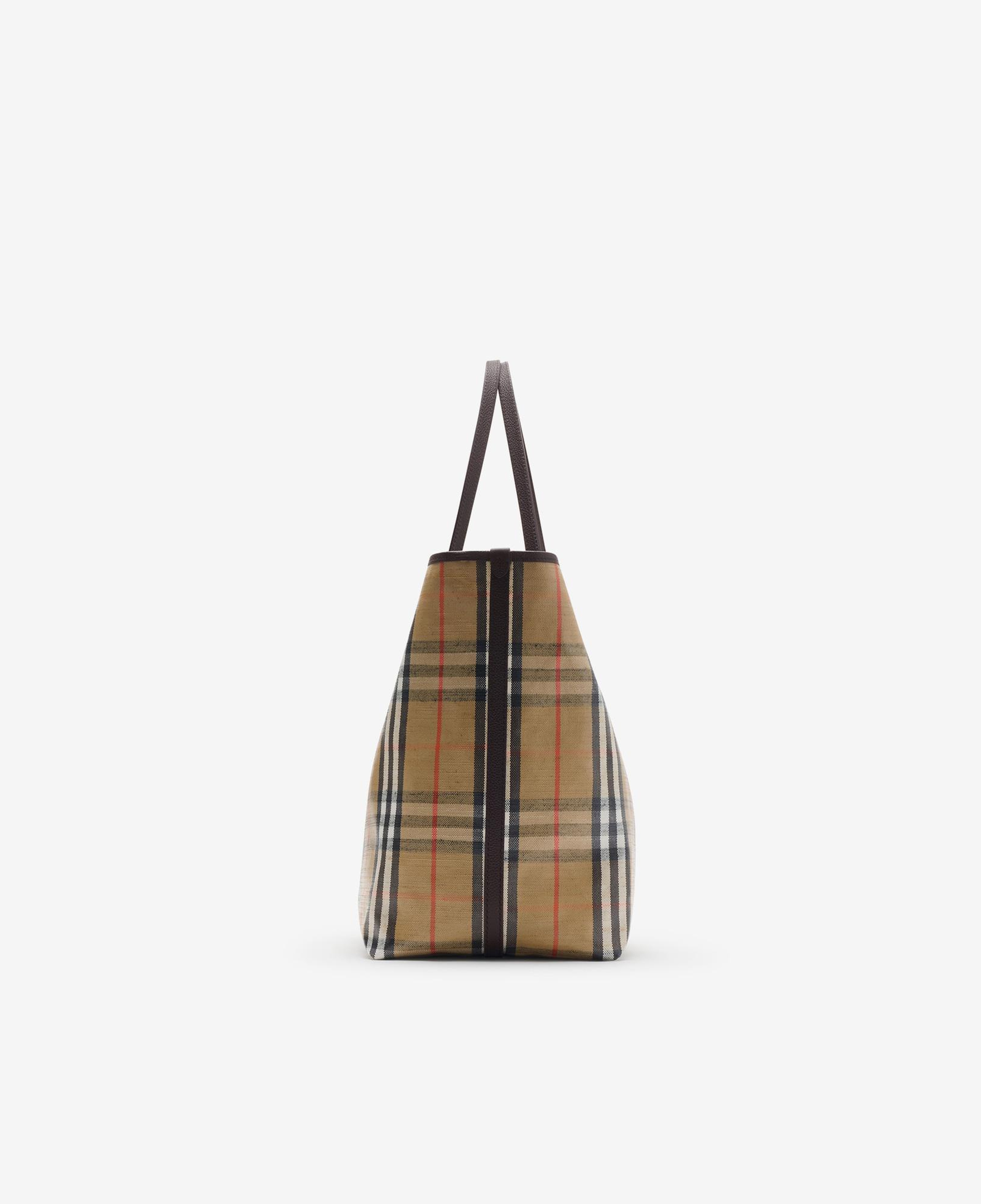 Burberry Large Highlands Kadın Bej Keten Tote Çanta