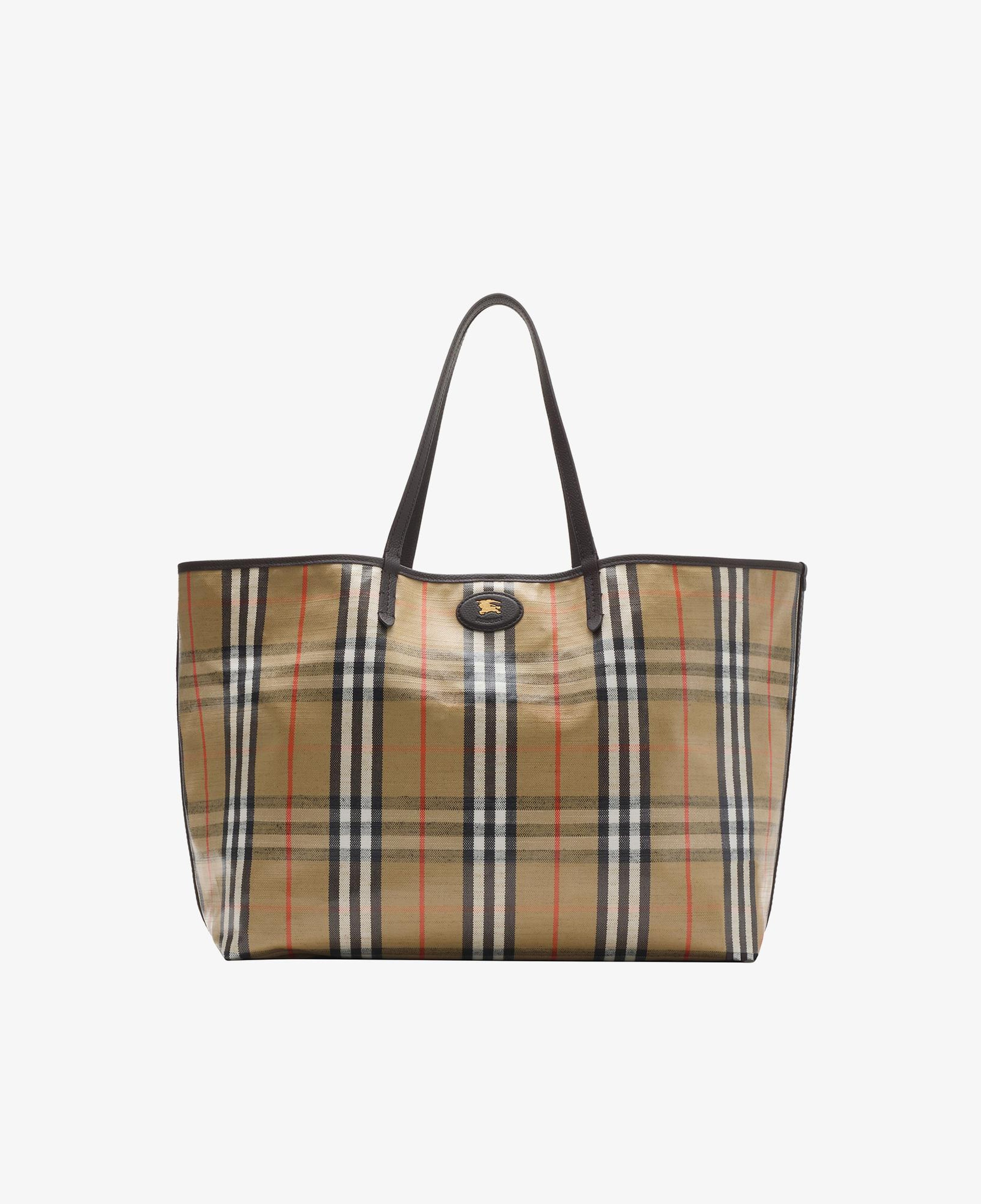 Burberry Large Highlands Kadın Bej Keten Tote Çanta