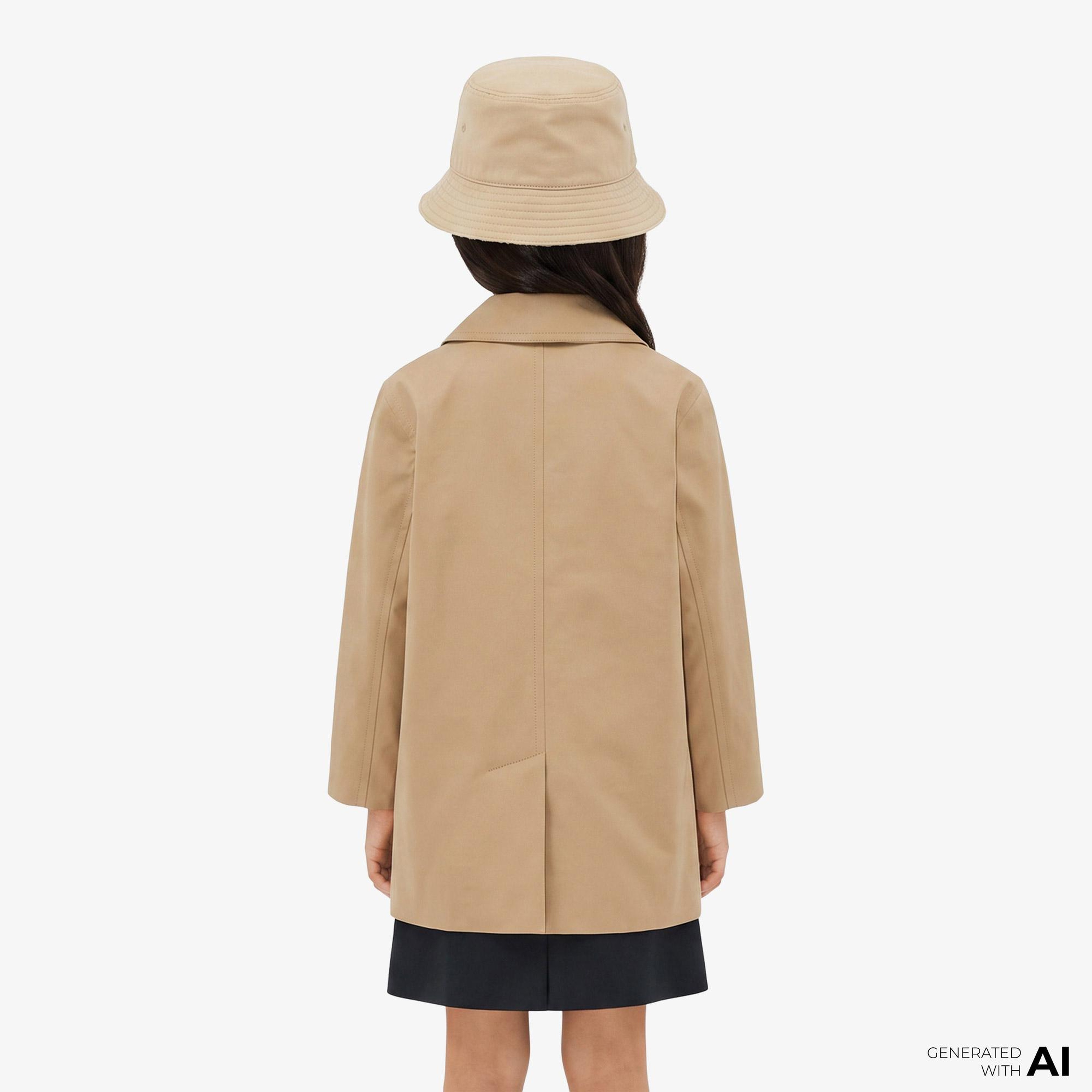 Burberry Reversible Check Gabardine Car Çocuk Bej Trençkot