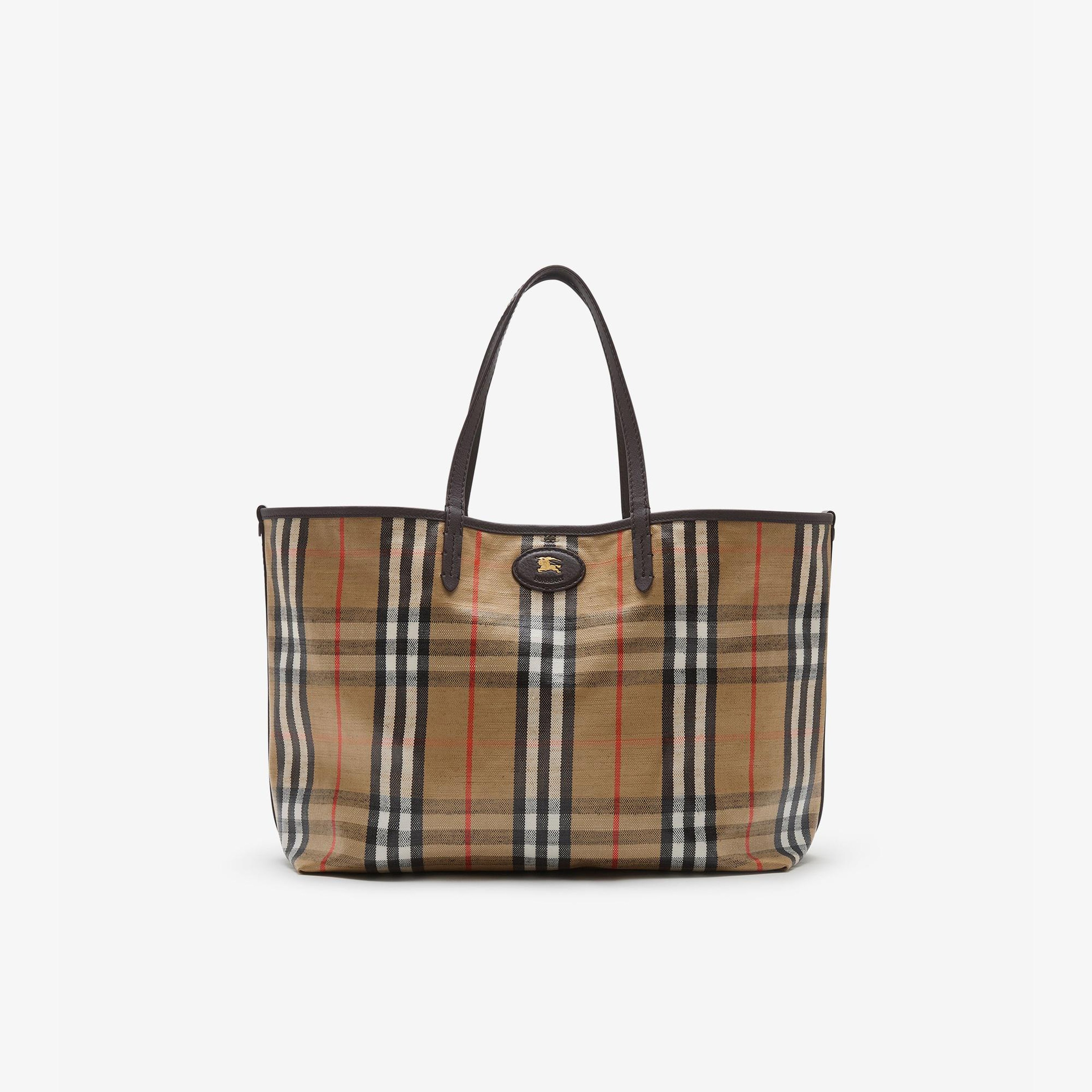 Burberry Medium Highlands Kadın Bej Keten Tote Çanta