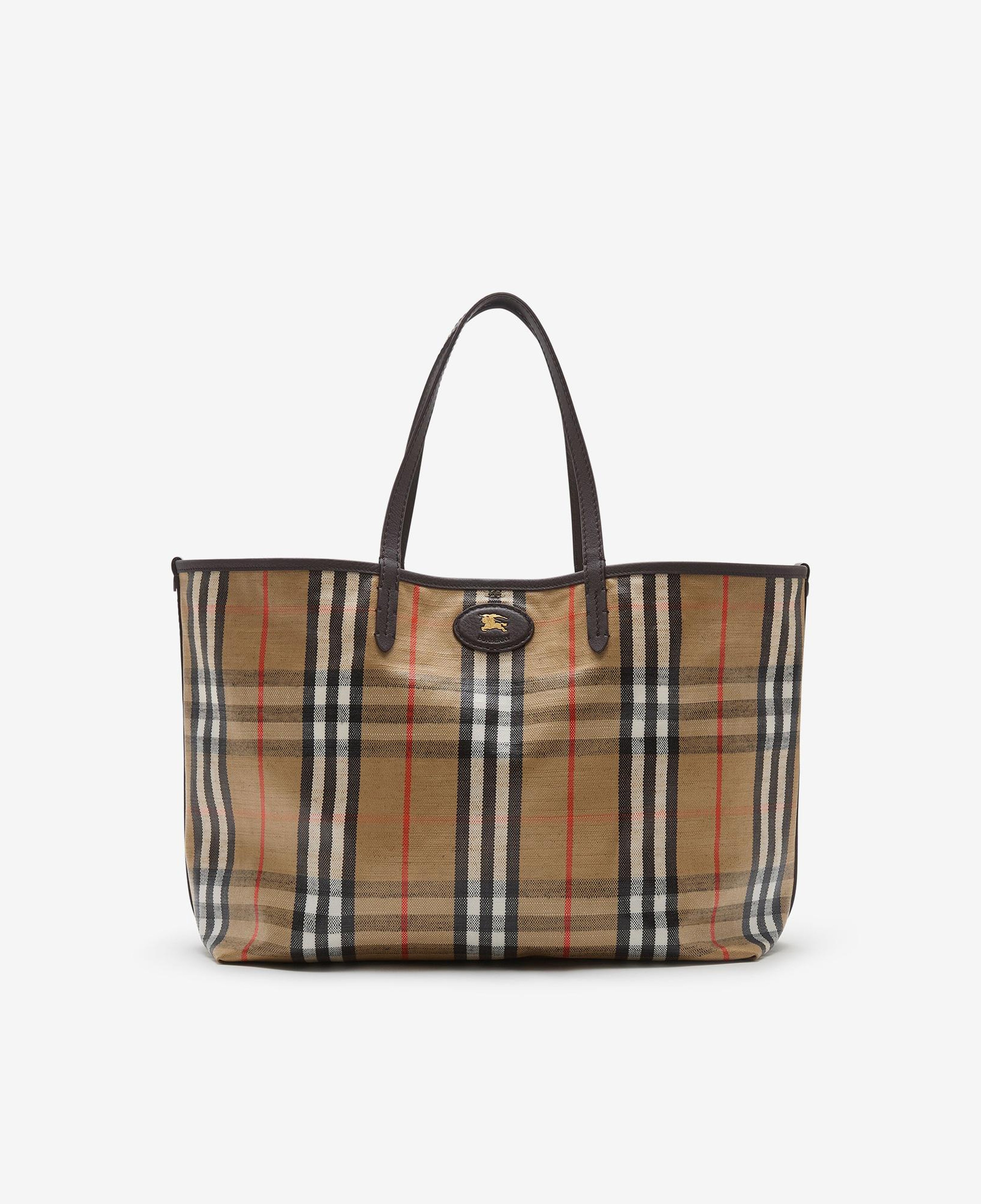 Burberry Medium Highlands Kadın Bej Keten Tote Çanta