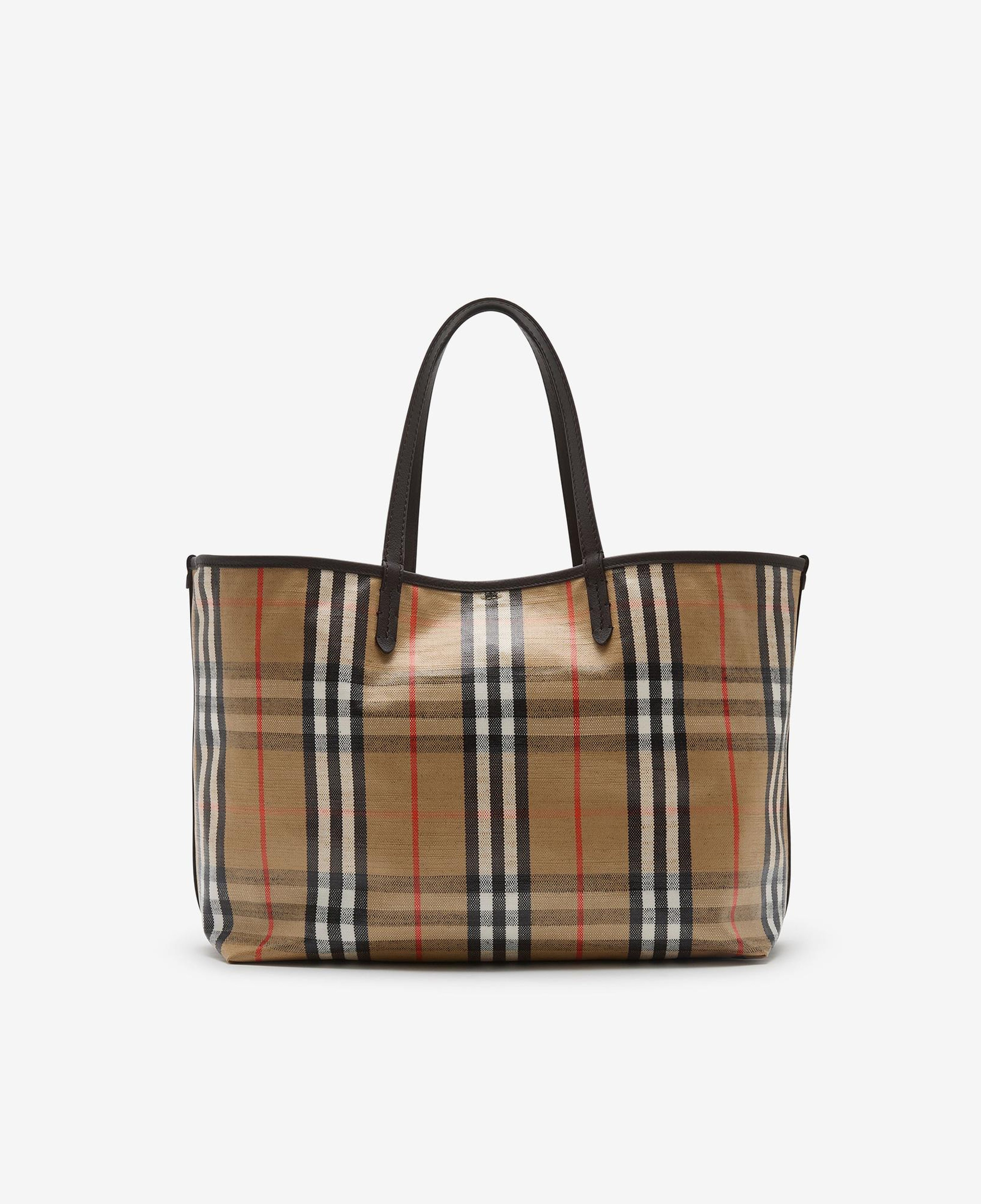 Burberry Medium Highlands Kadın Bej Keten Tote Çanta