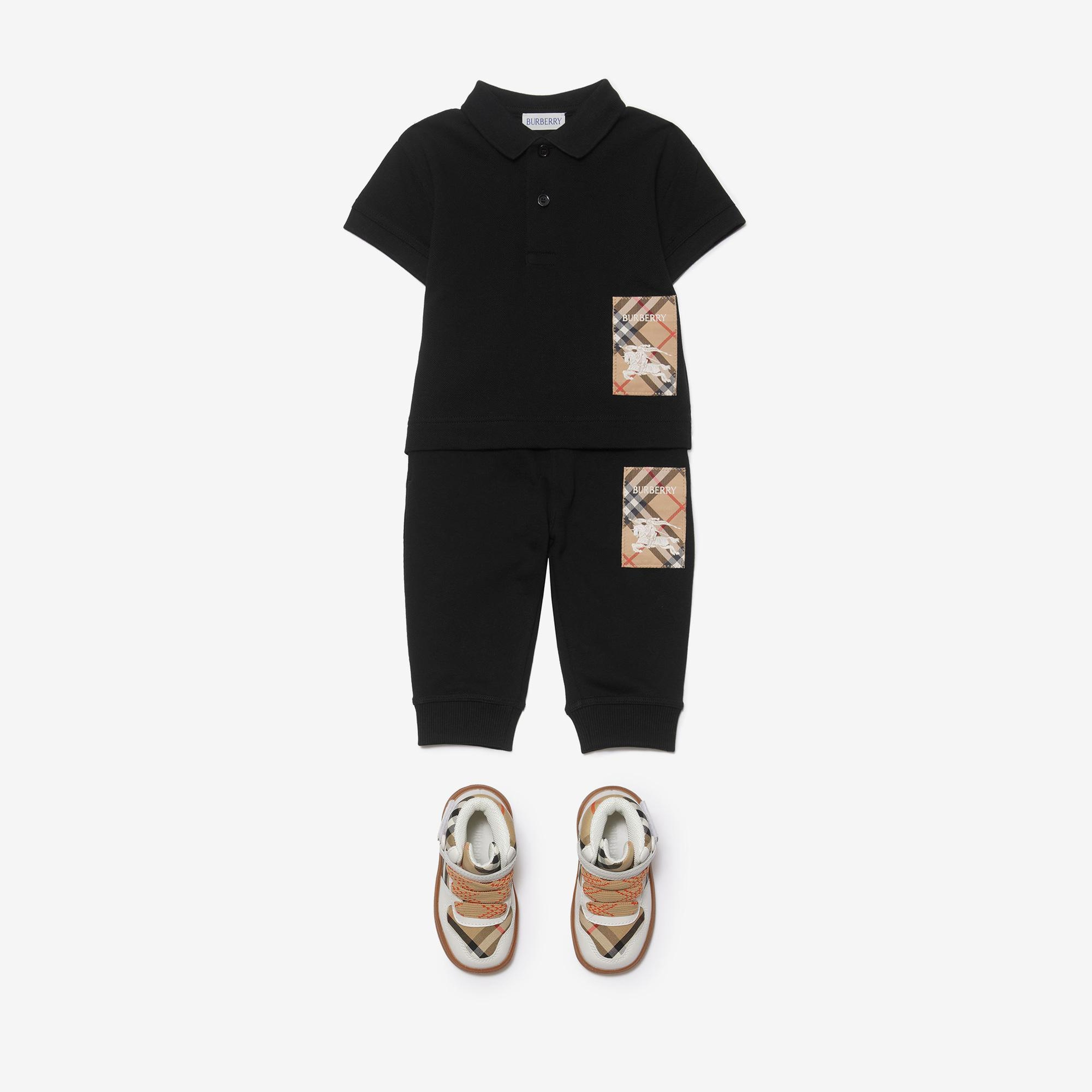 Burberry Johane Label Cotton Çocuk Siyah Polo