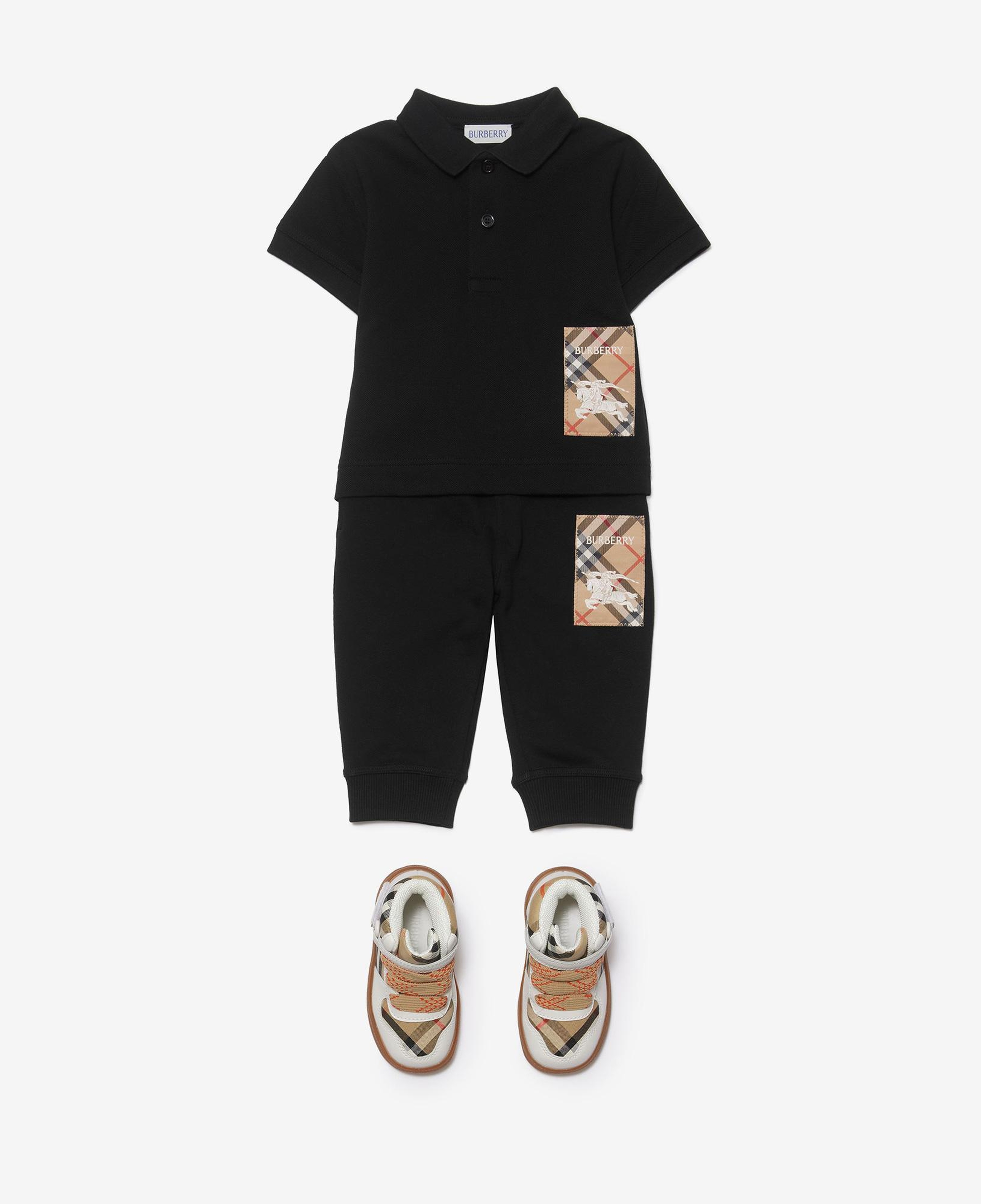 Burberry Johane Label Cotton Çocuk Siyah Polo