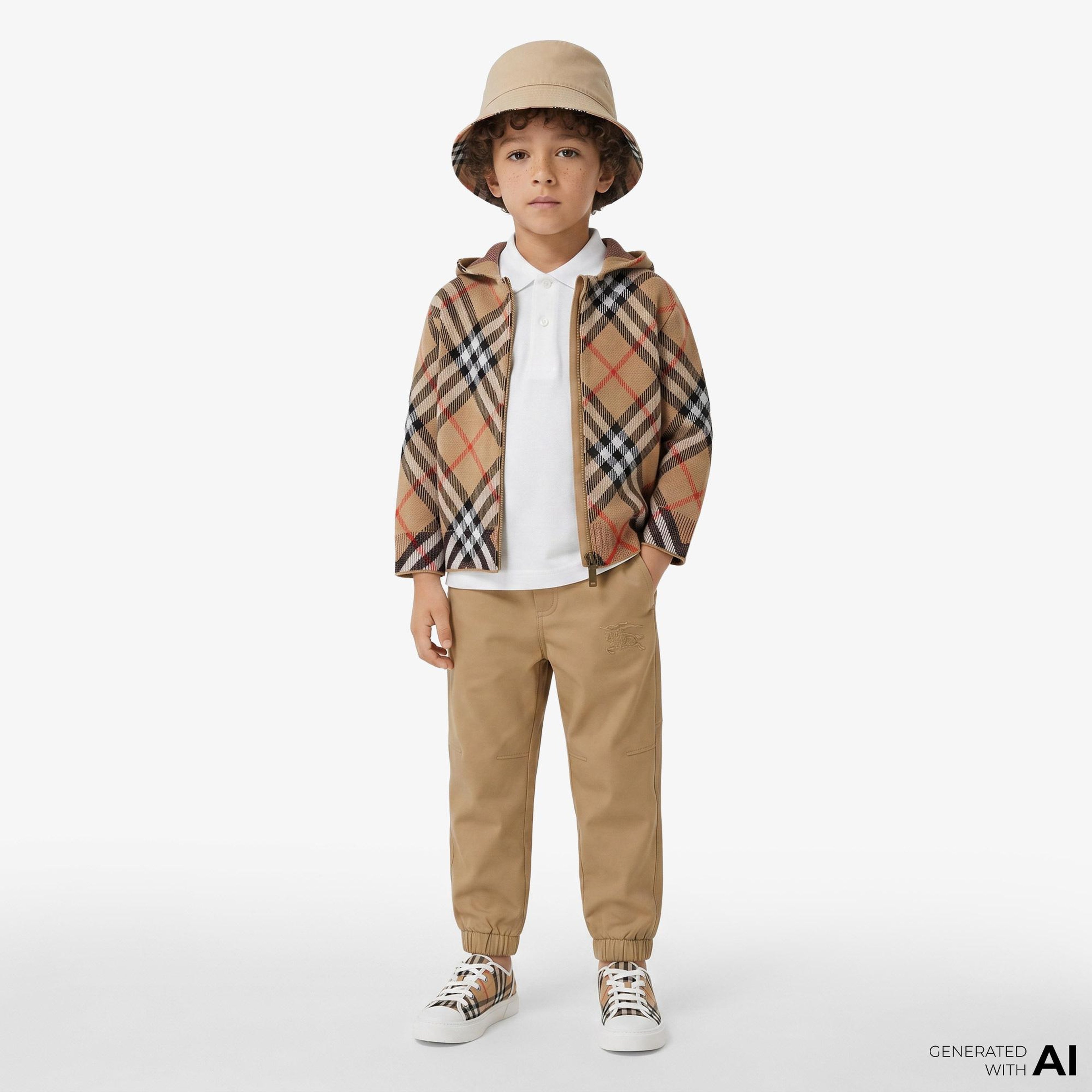 Burberry Jimmy Wool Zip Çocuk Bej Hoodie