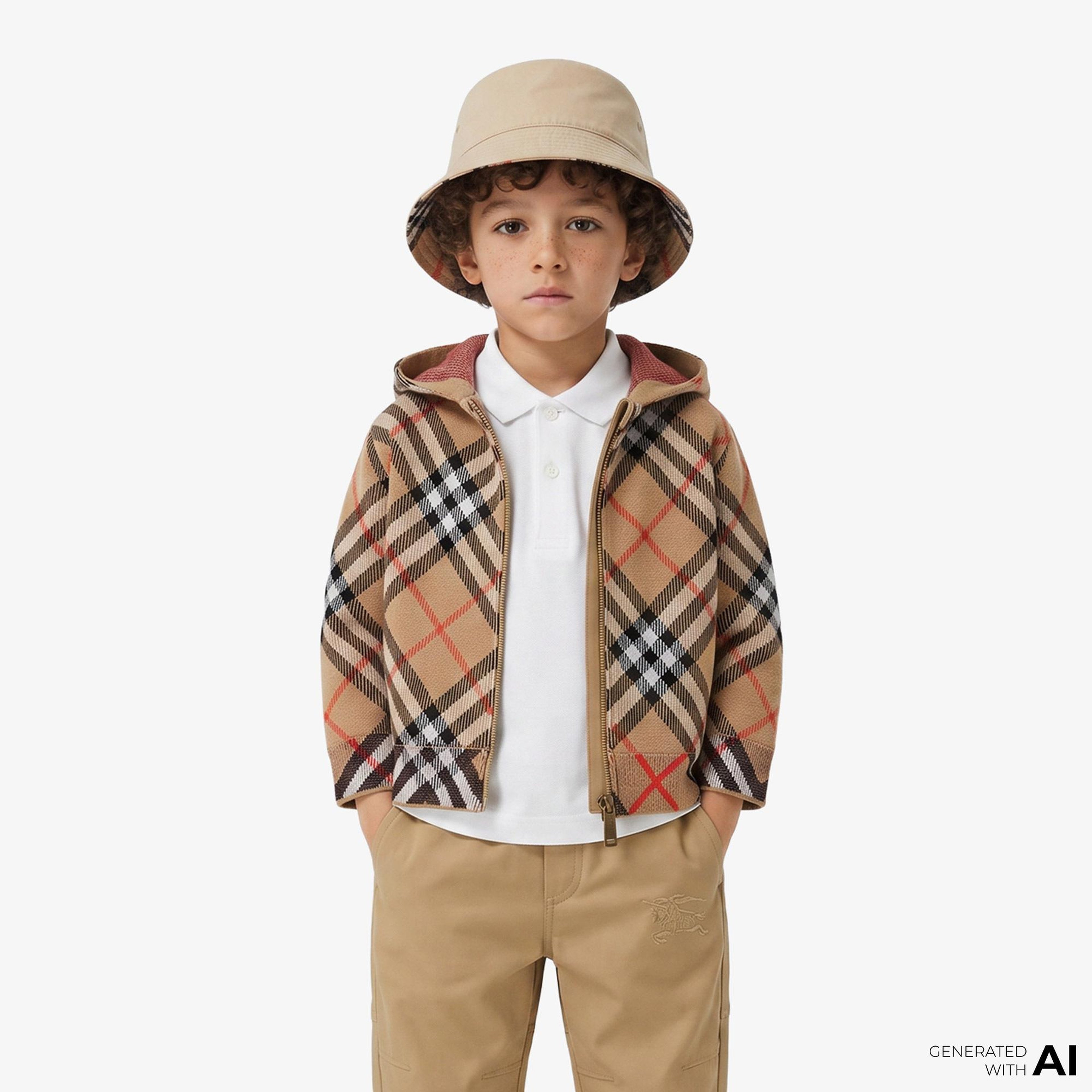 Burberry Jimmy Wool Zip Çocuk Bej Hoodie