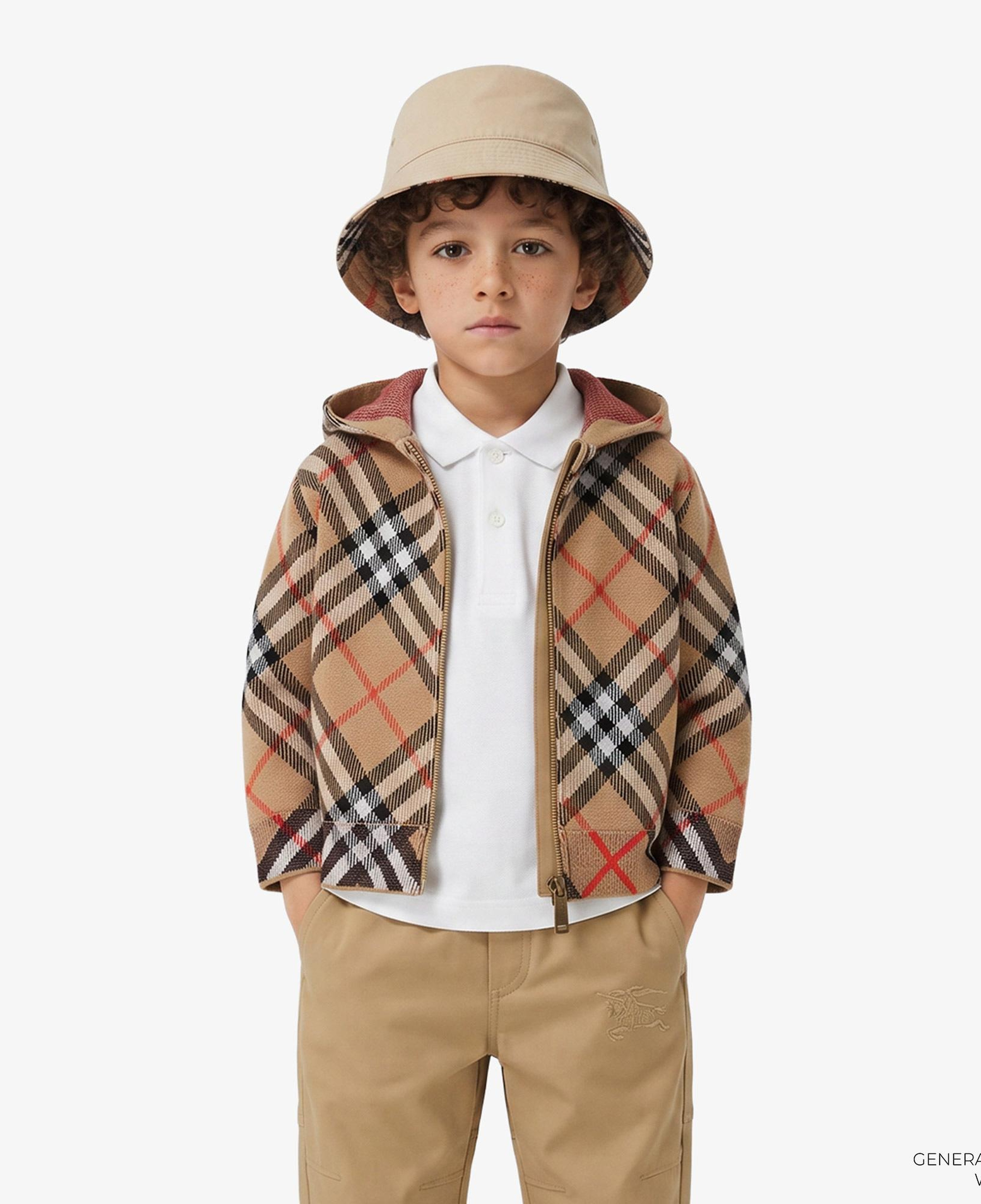 Burberry Jimmy Wool Zip Çocuk Bej Hoodie