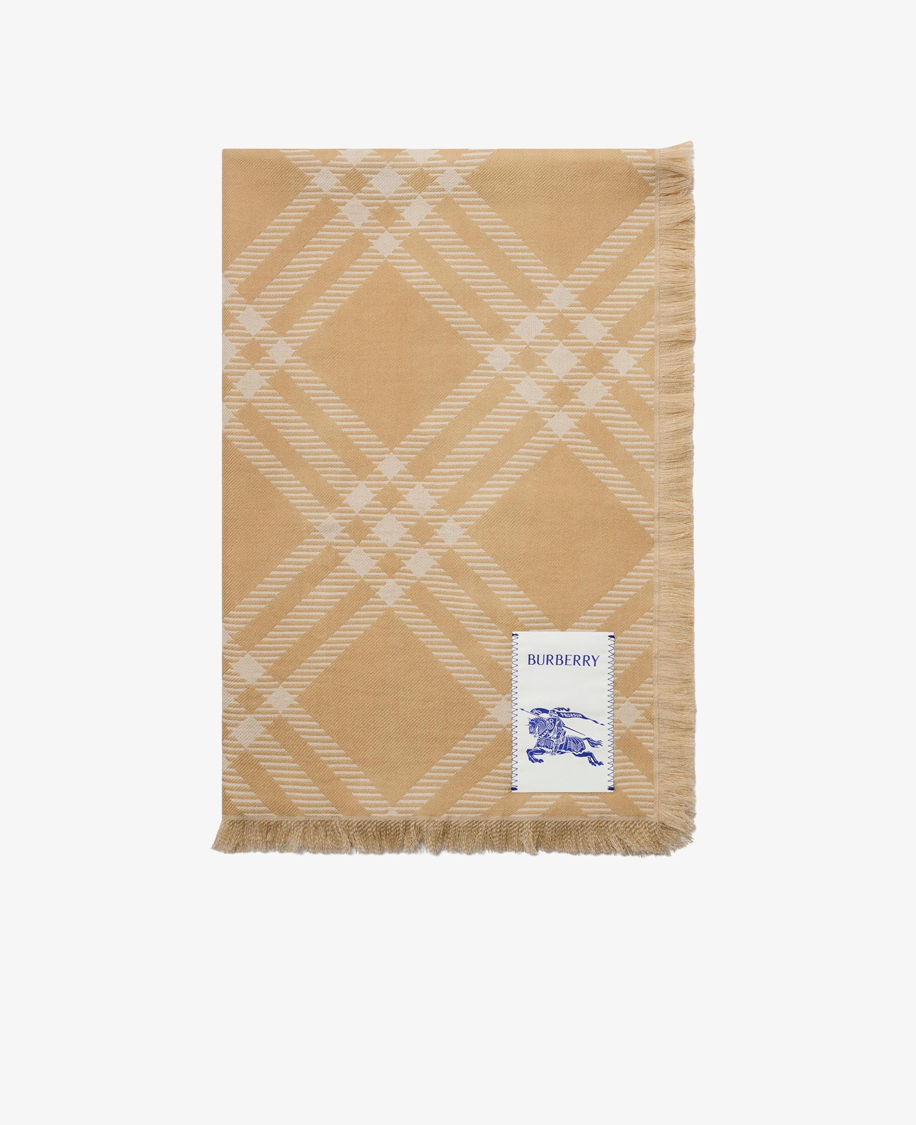 Burberry Wide Check Wool Silk Kadın Bej Atkı