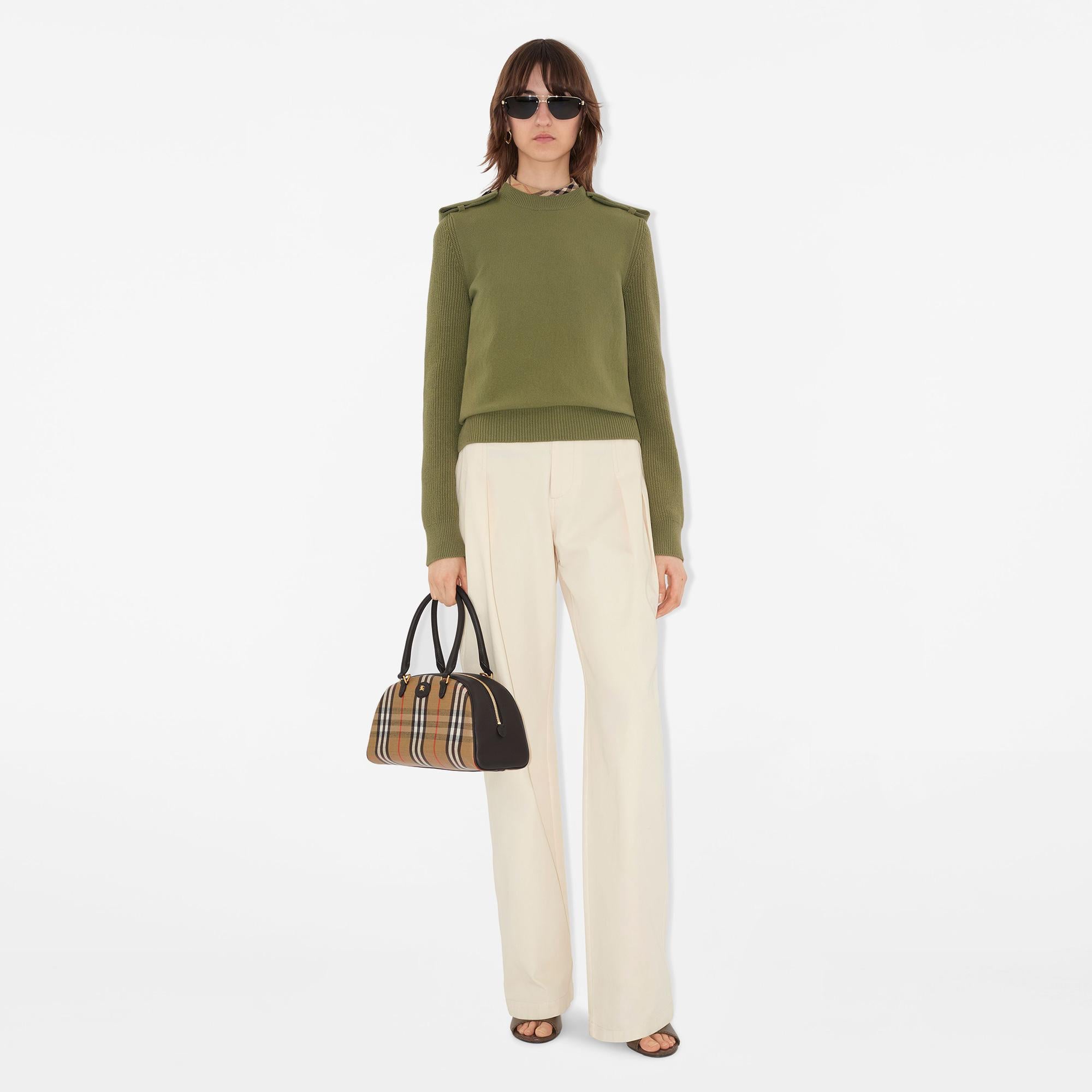 Burberry Highlands Bowling Kadın Bej Keten Çanta