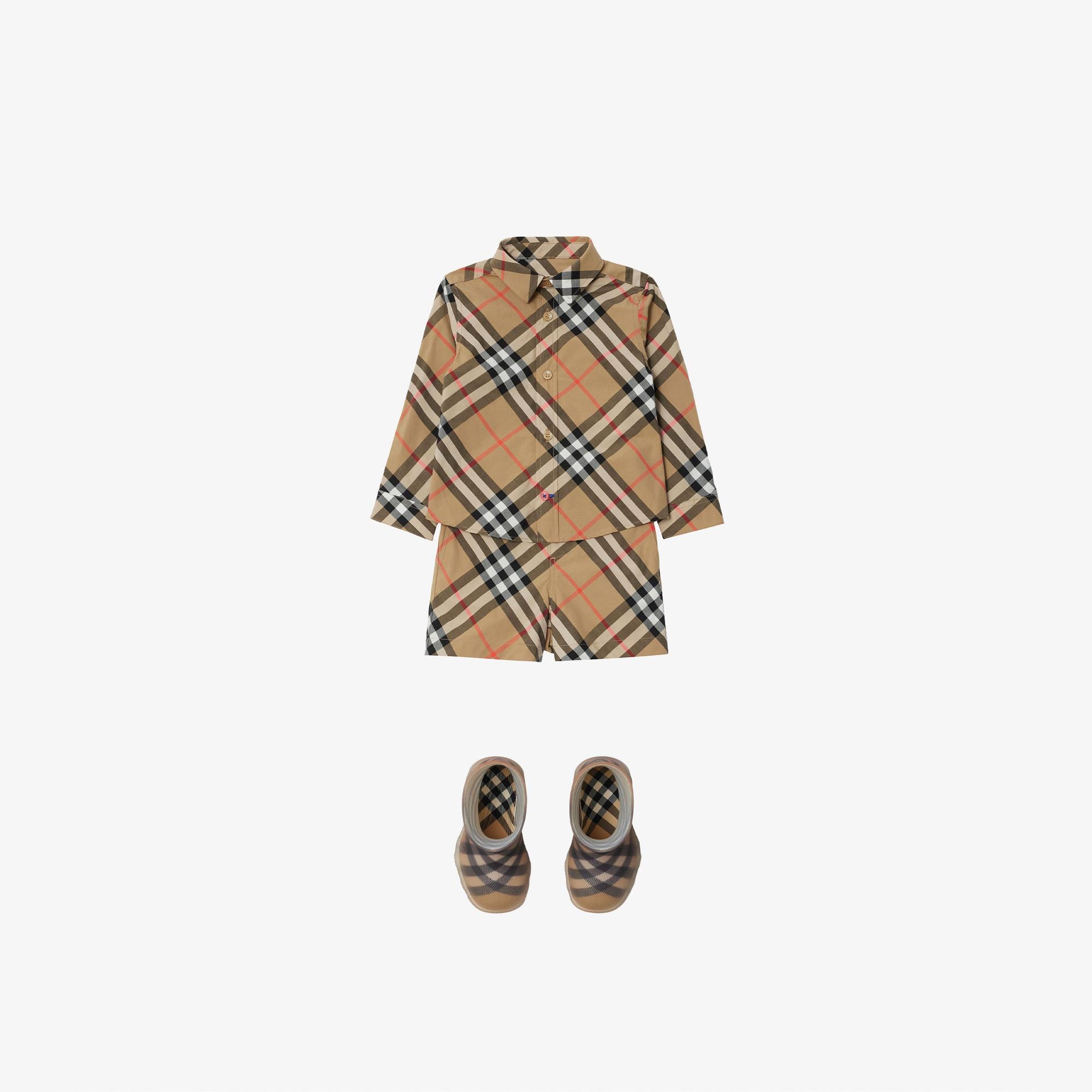 Burberry Check Pamuklu Çocuk Bej Gömlek