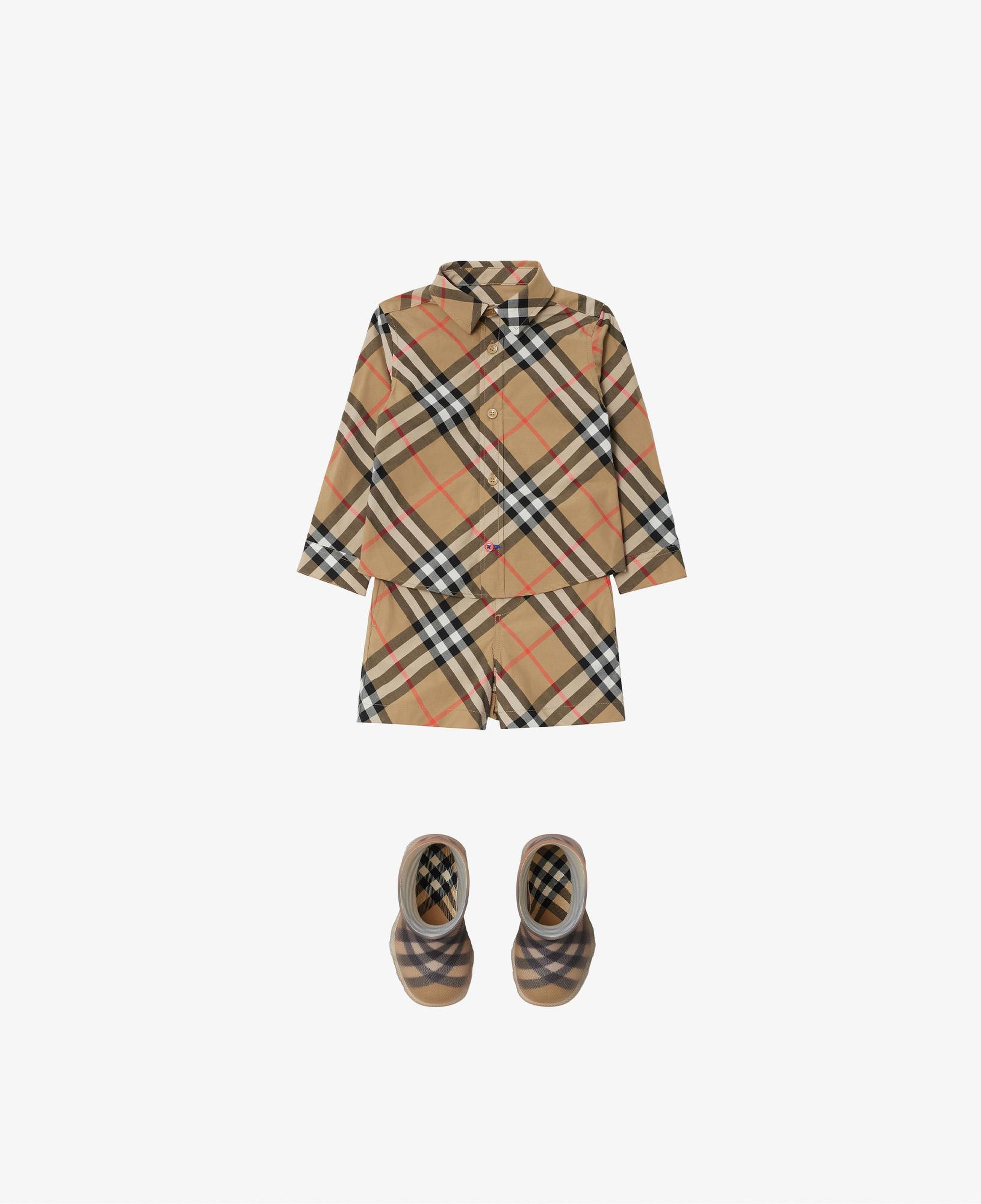 Burberry Check Pamuklu Çocuk Bej Gömlek