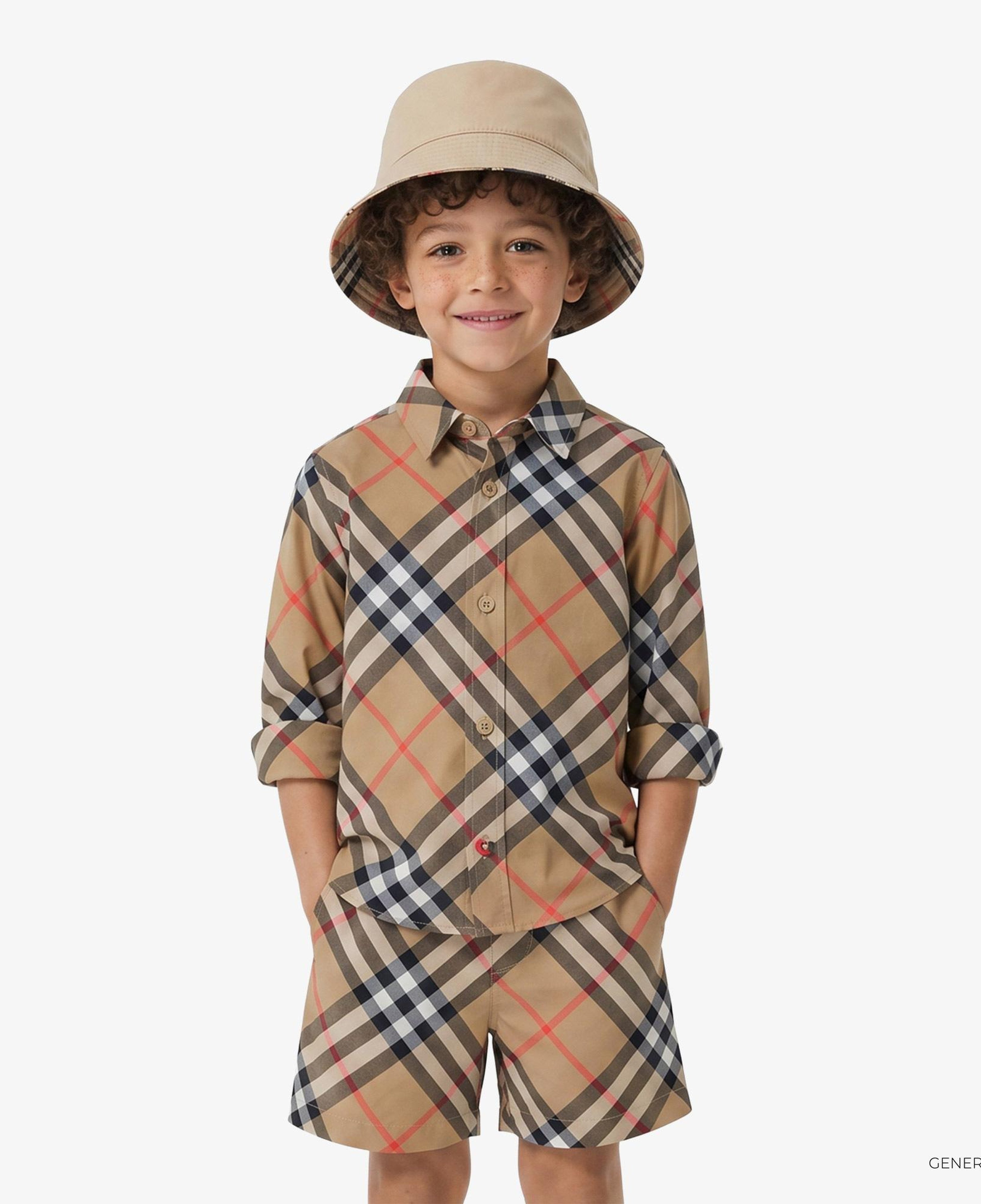 Burberry Check Pamuklu Çocuk Bej Gömlek