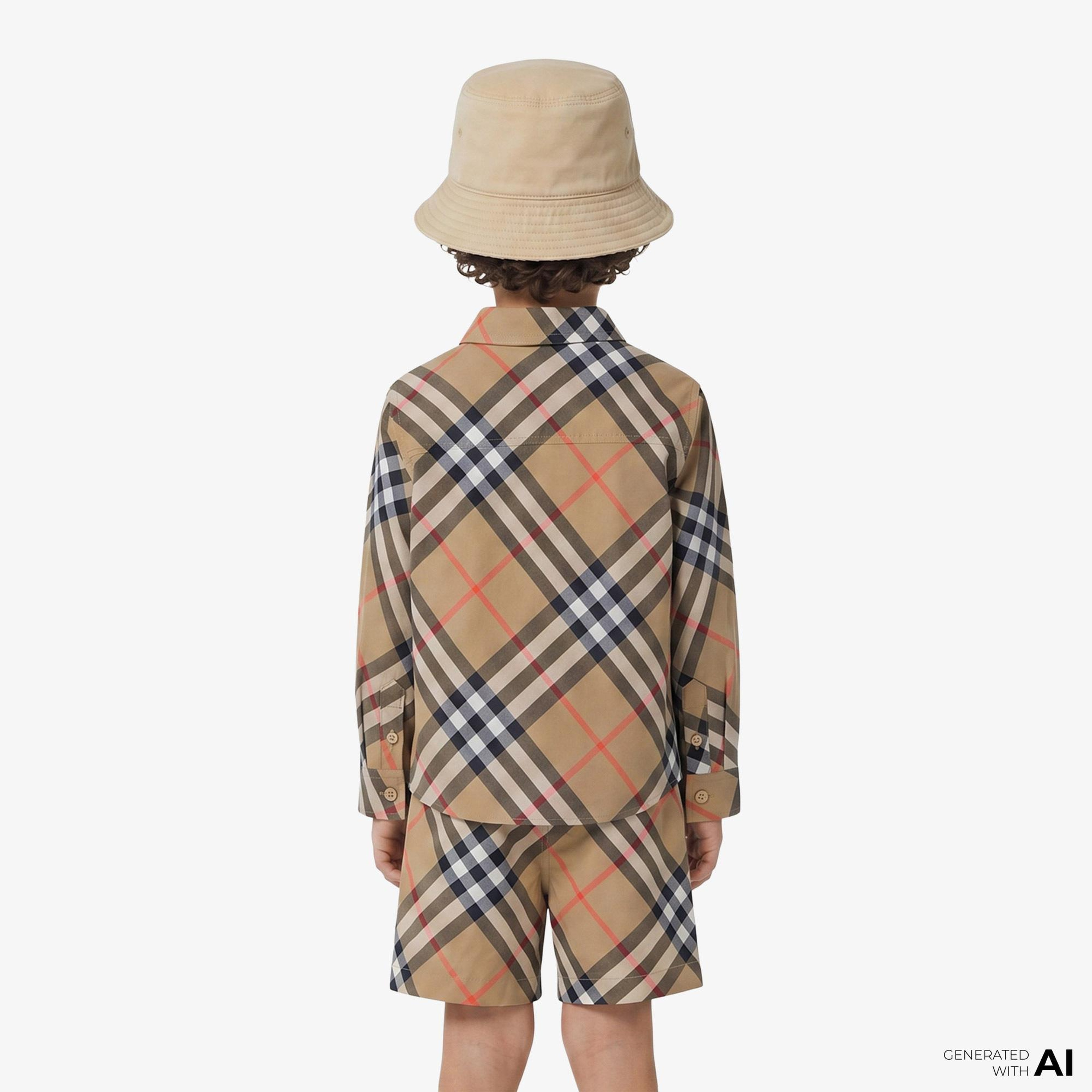 Burberry Check Pamuklu Çocuk Bej Gömlek