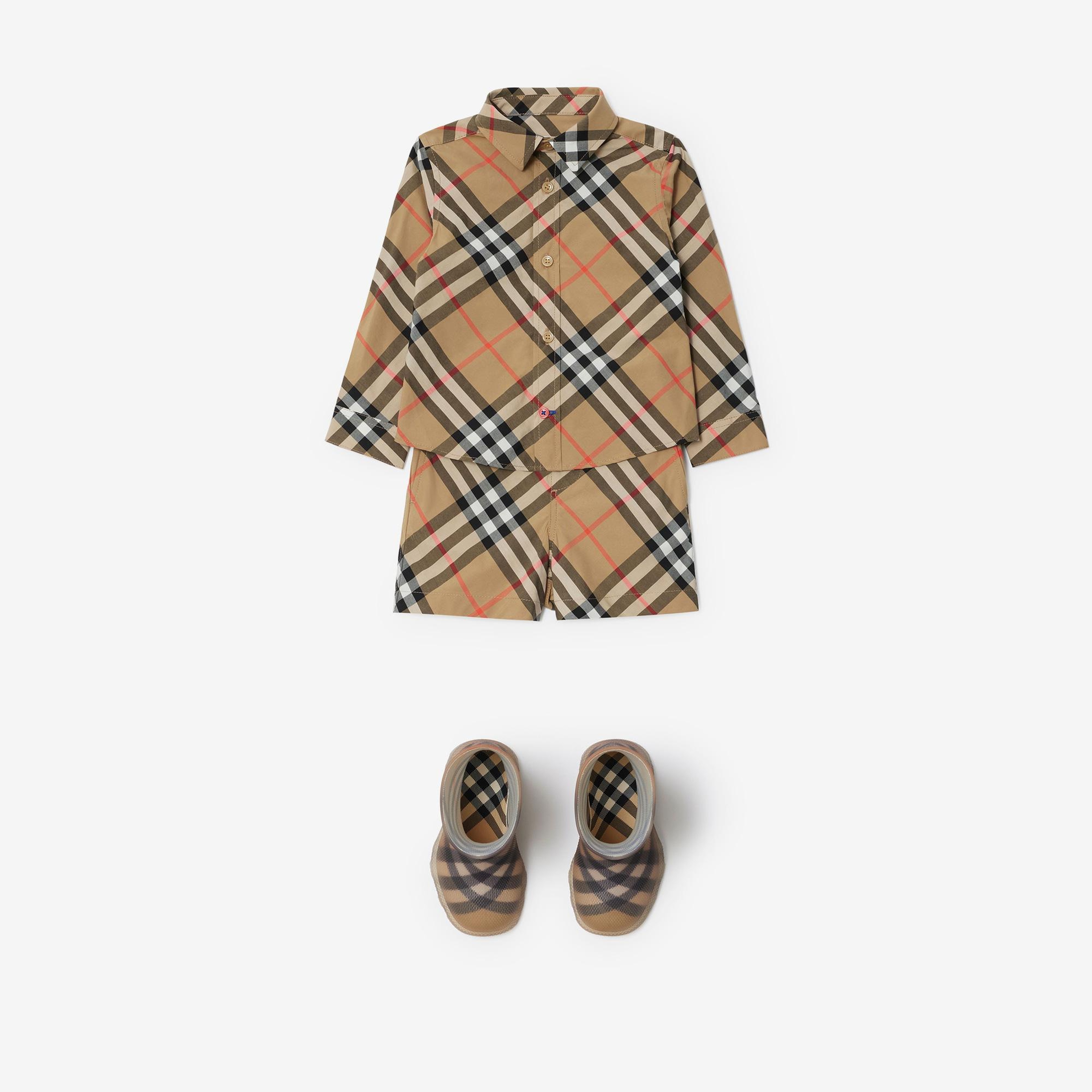 Burberry Check Pamuklu Çocuk Bej Gömlek