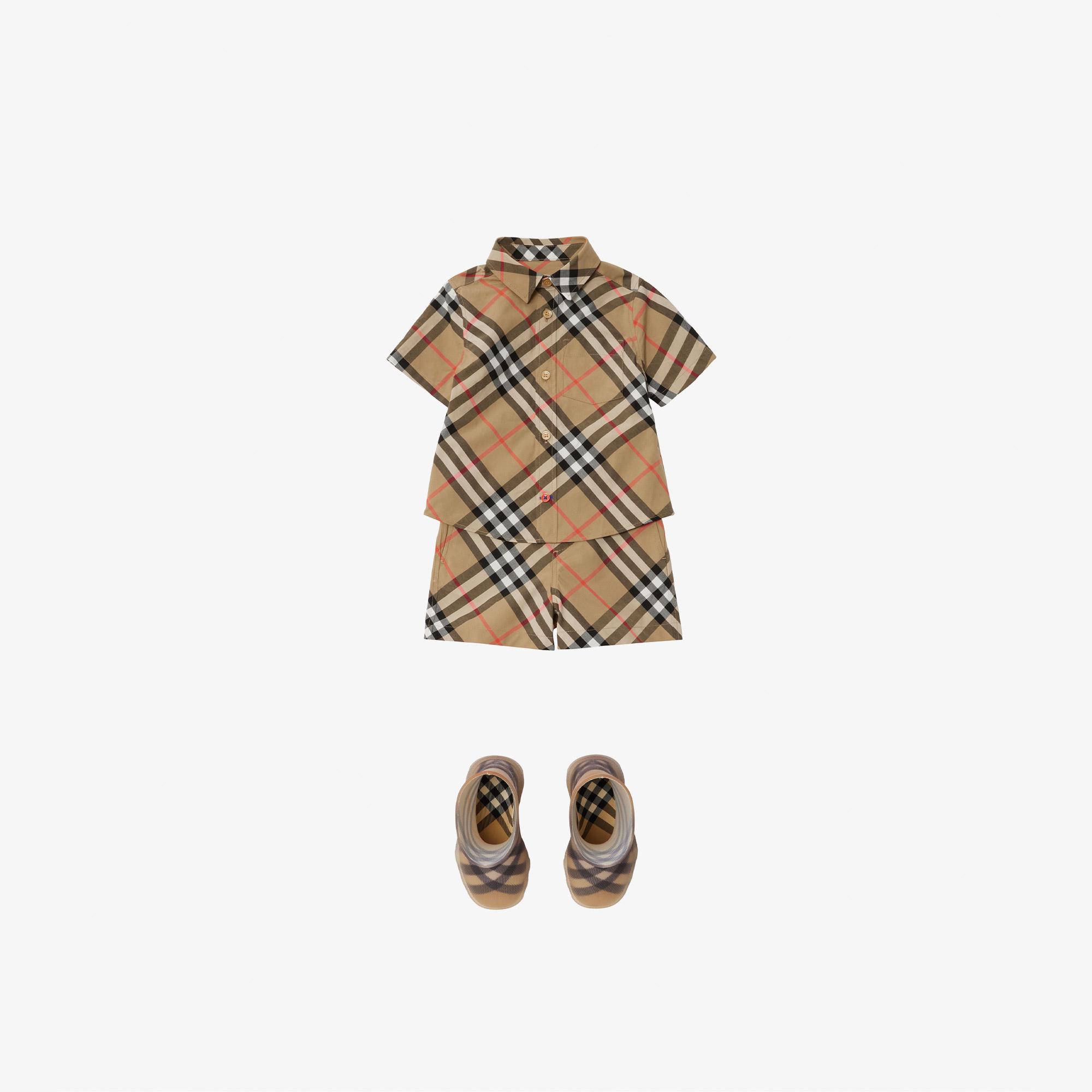 Burberry Check Pamuklu Çocuk Bej Gömlek