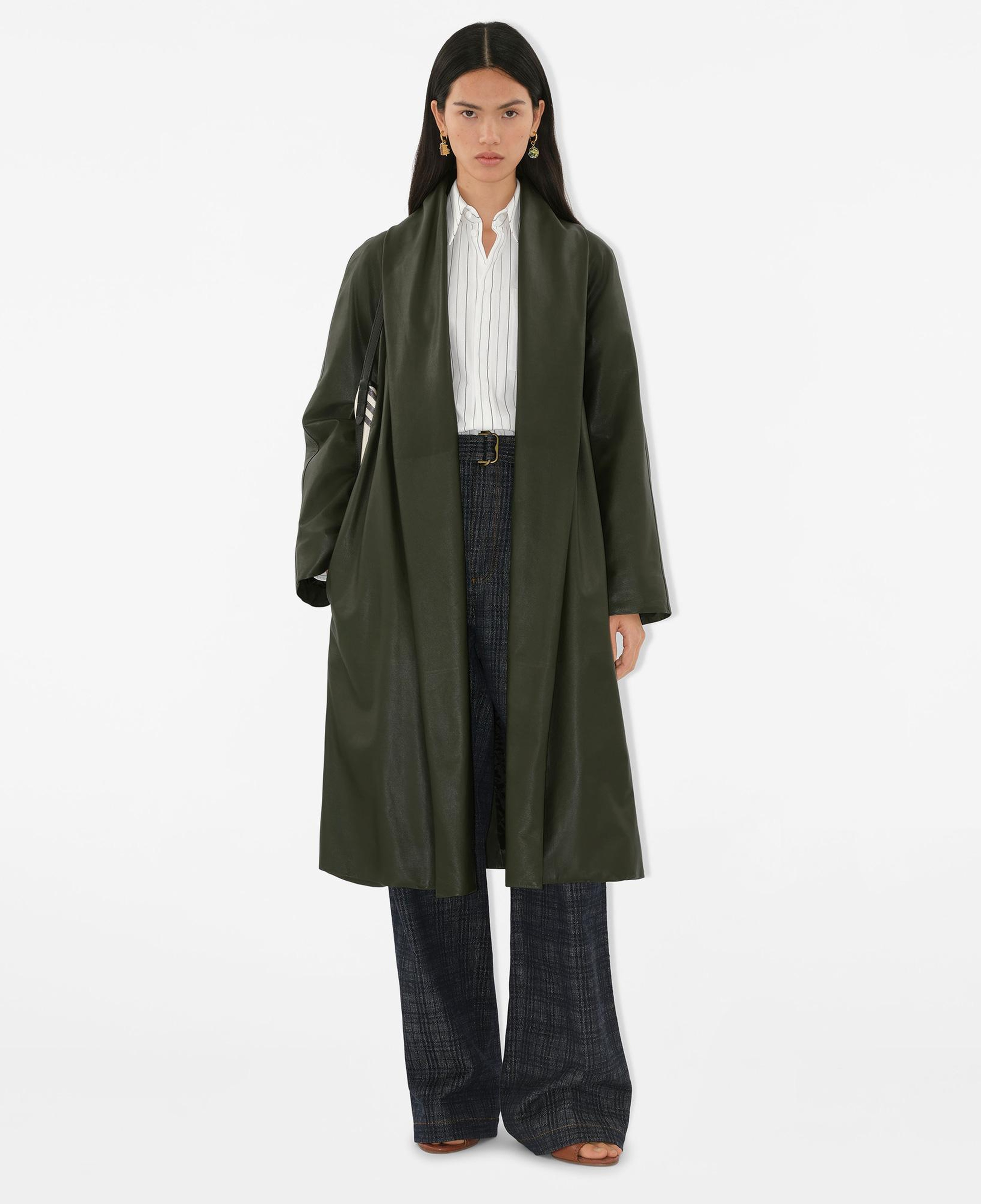 Burberry Leather Wrap Kadın Haki Palto