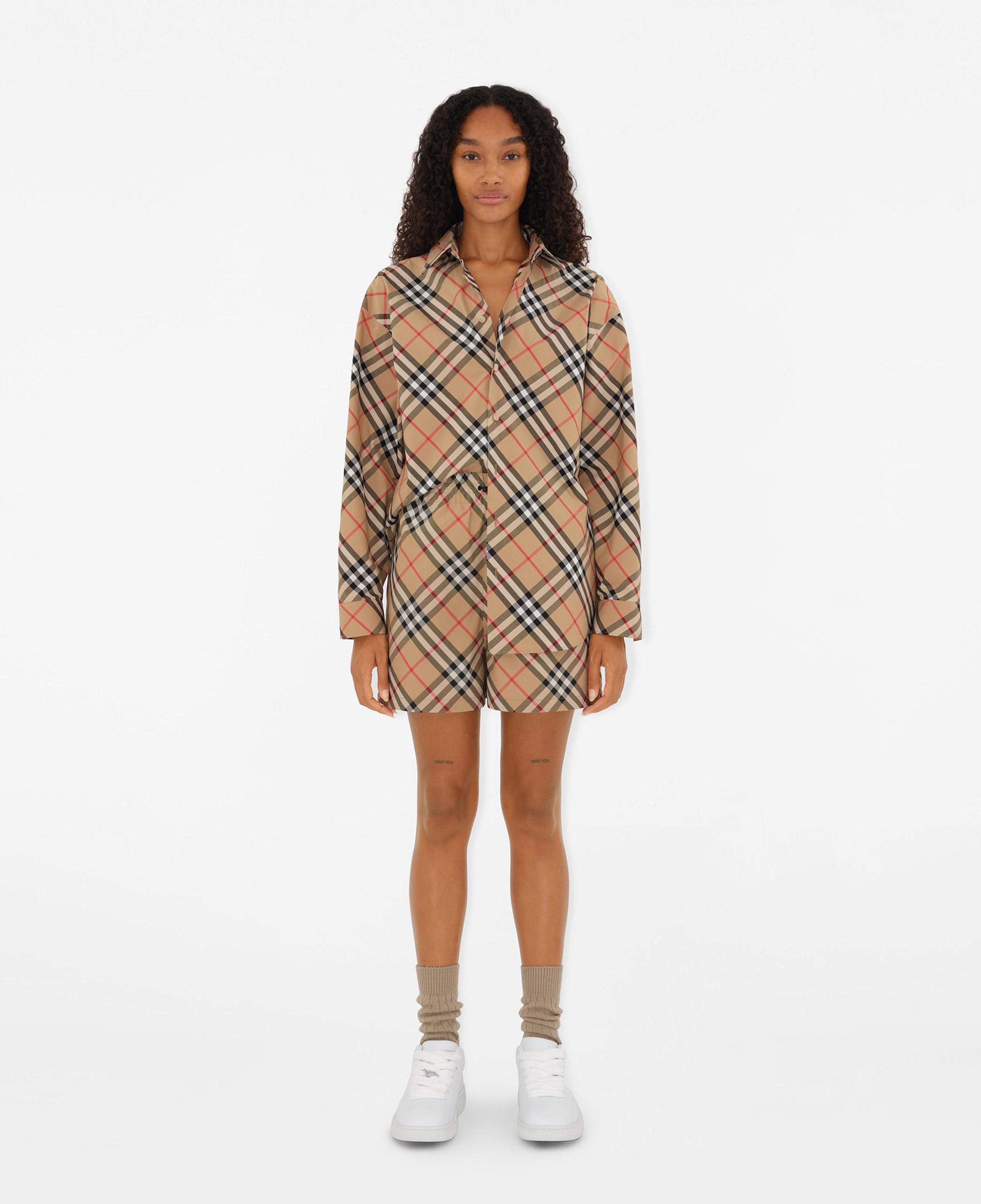 Burberry Check Pamuklu Kadın Bej Gömlek