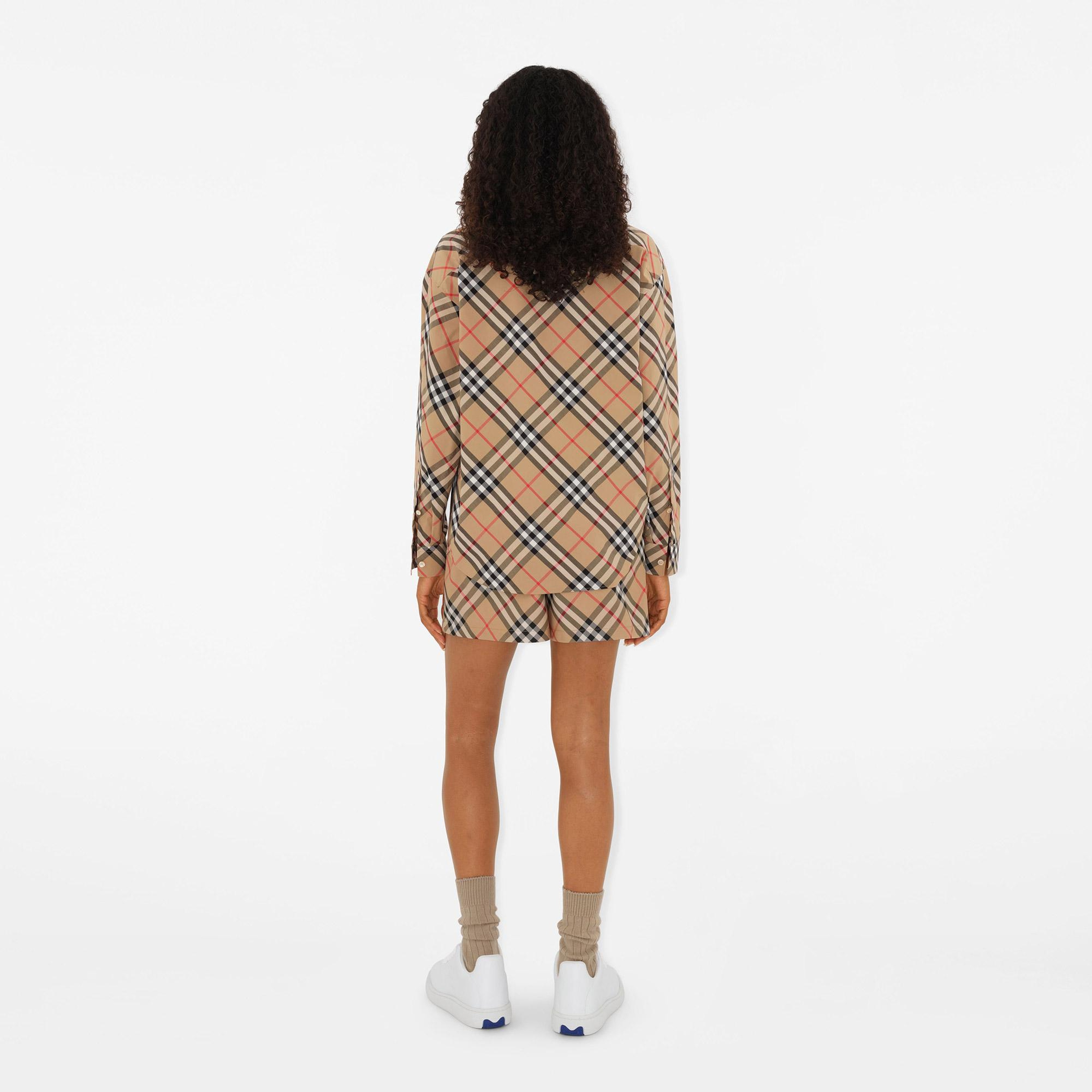 Burberry Check Pamuklu Kadın Bej Gömlek