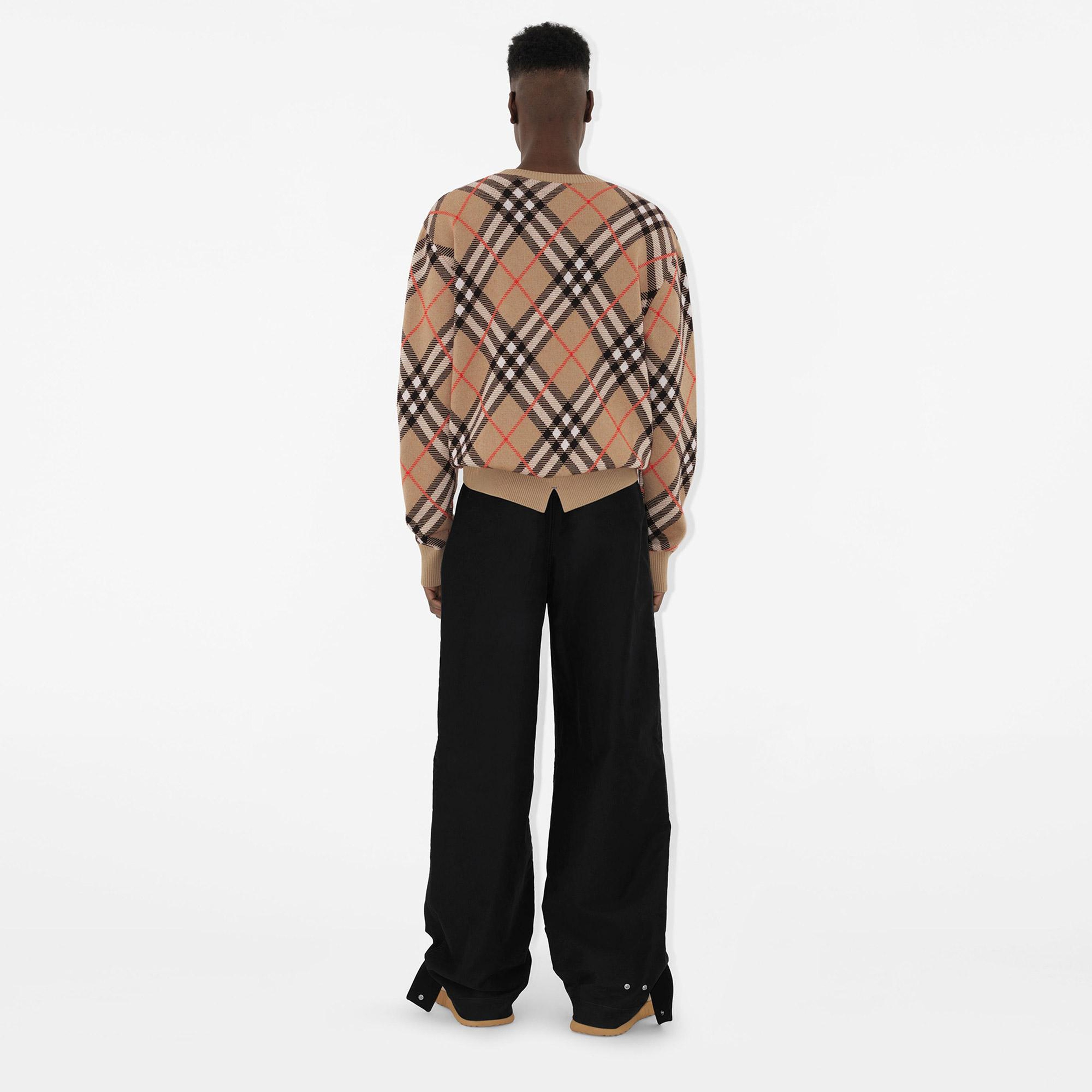 Burberry Check Yün Karışımlı Erkek Bej Kazak