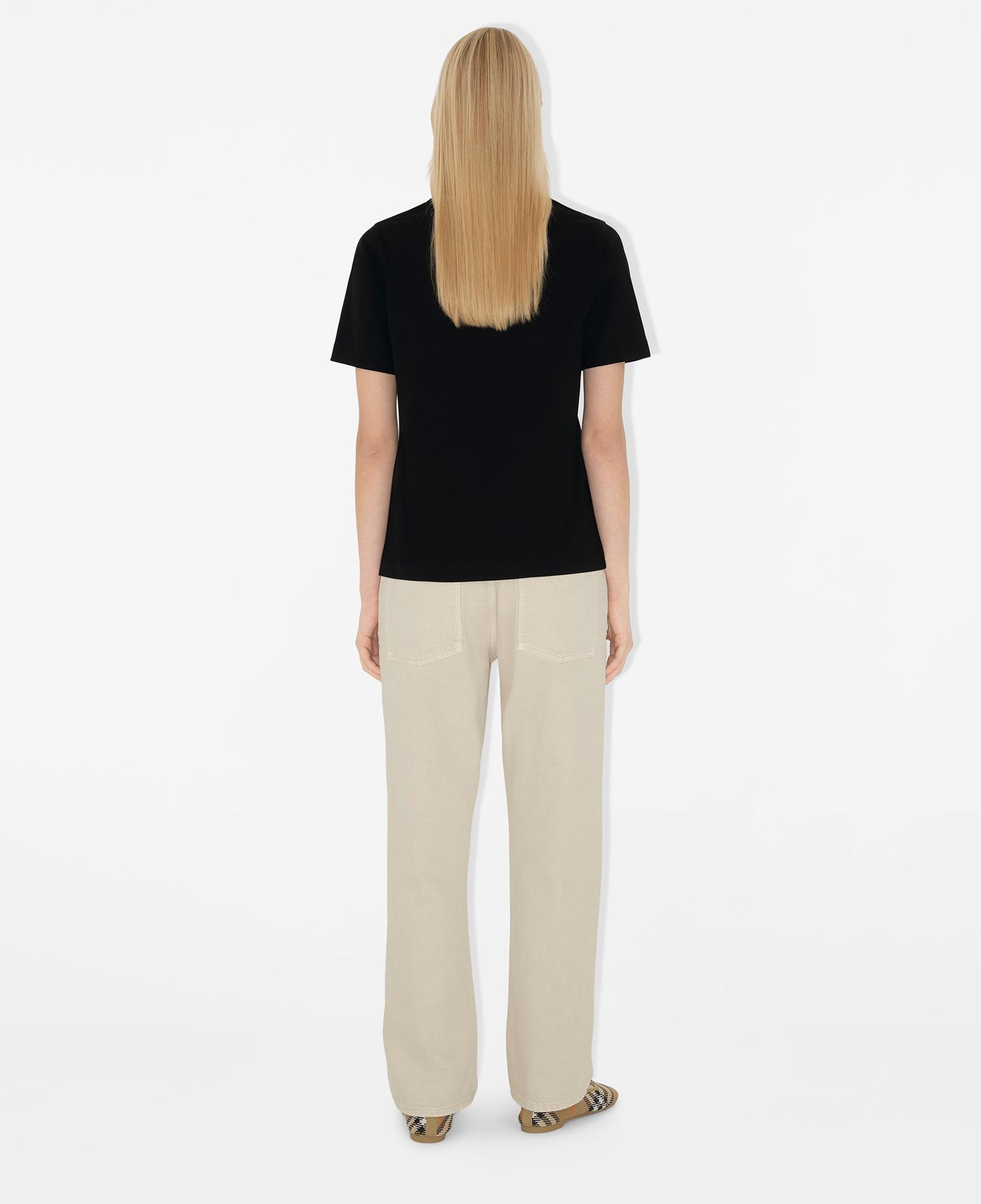 Burberry For Label Cotton Kadın Siyah T-Shirt