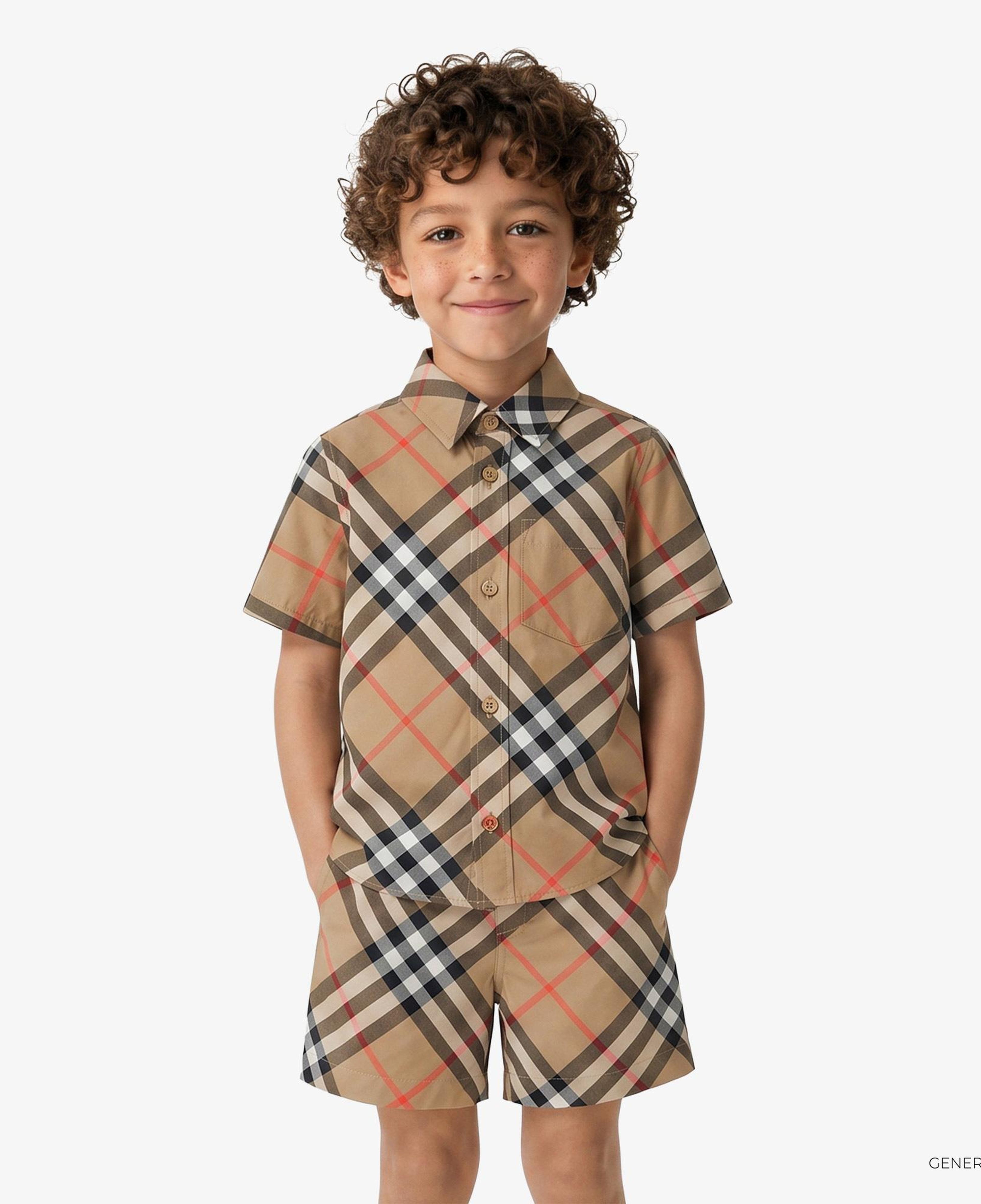 Burberry Check Pamuklu Çocuk Bej Gömlek