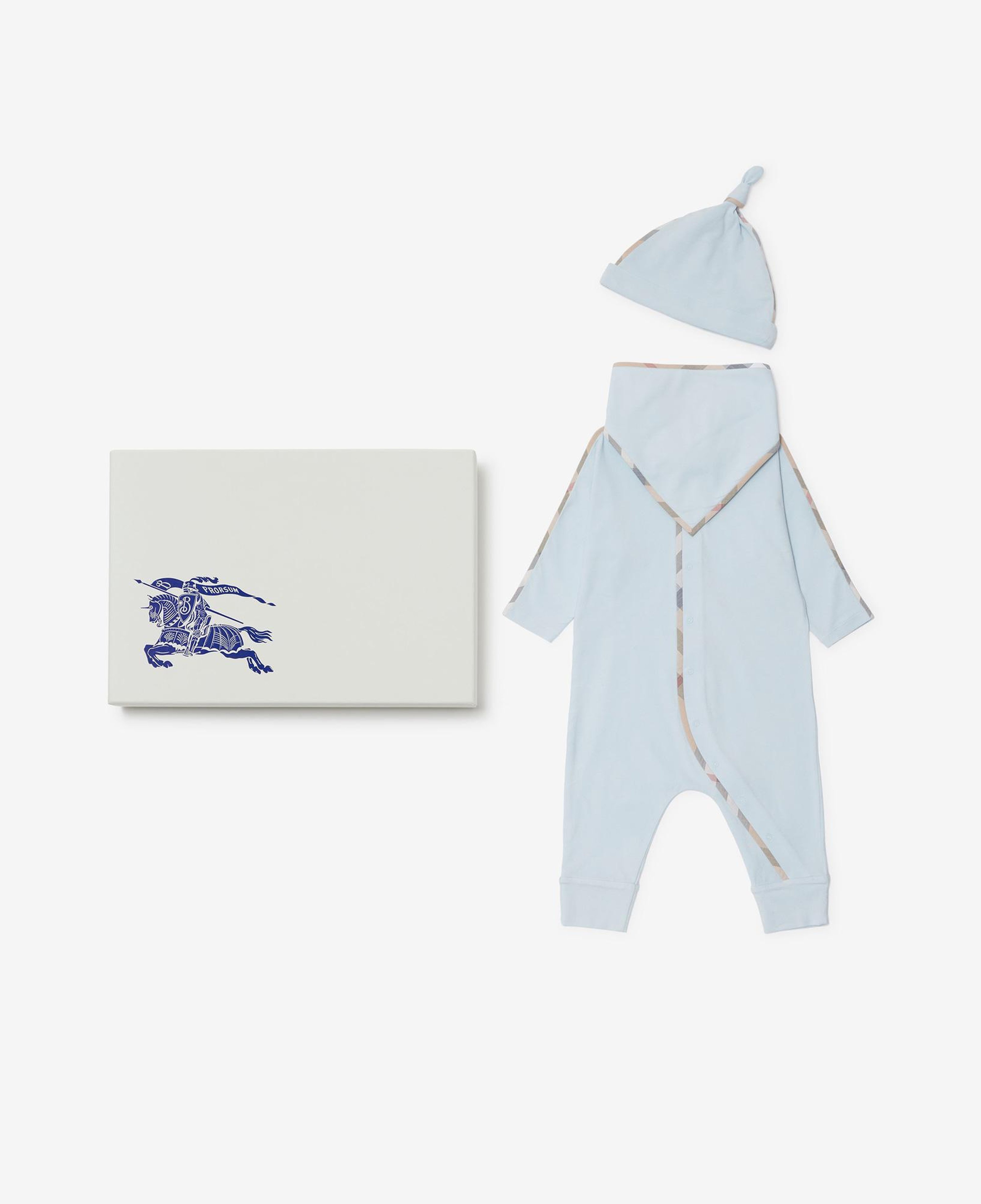 Burberry Hamilton Stretch Cotton Three-Piece Çocuk Mavi Bebek Takımı