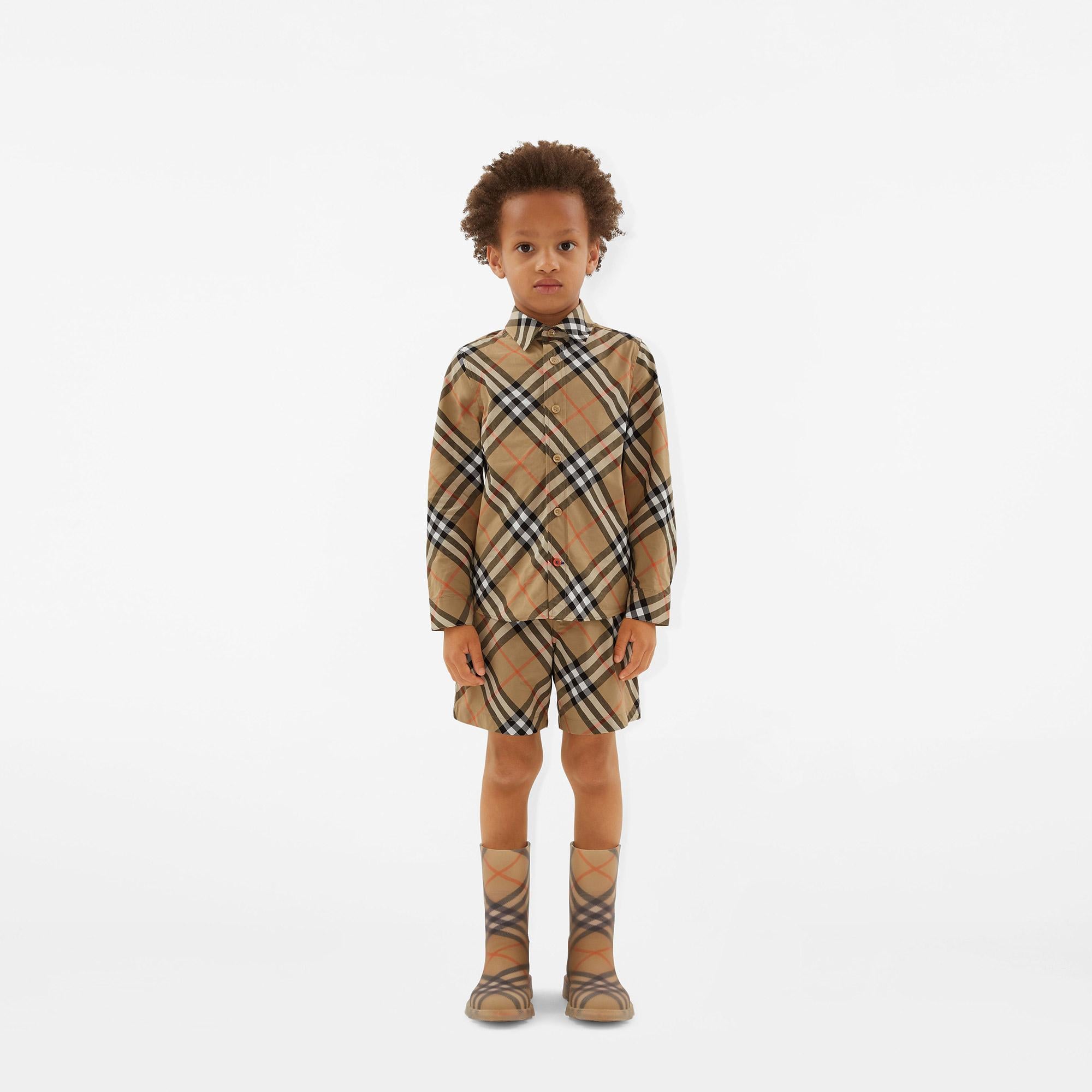 Burberry Check Rubber Marsh High Çocuk Bej Bot