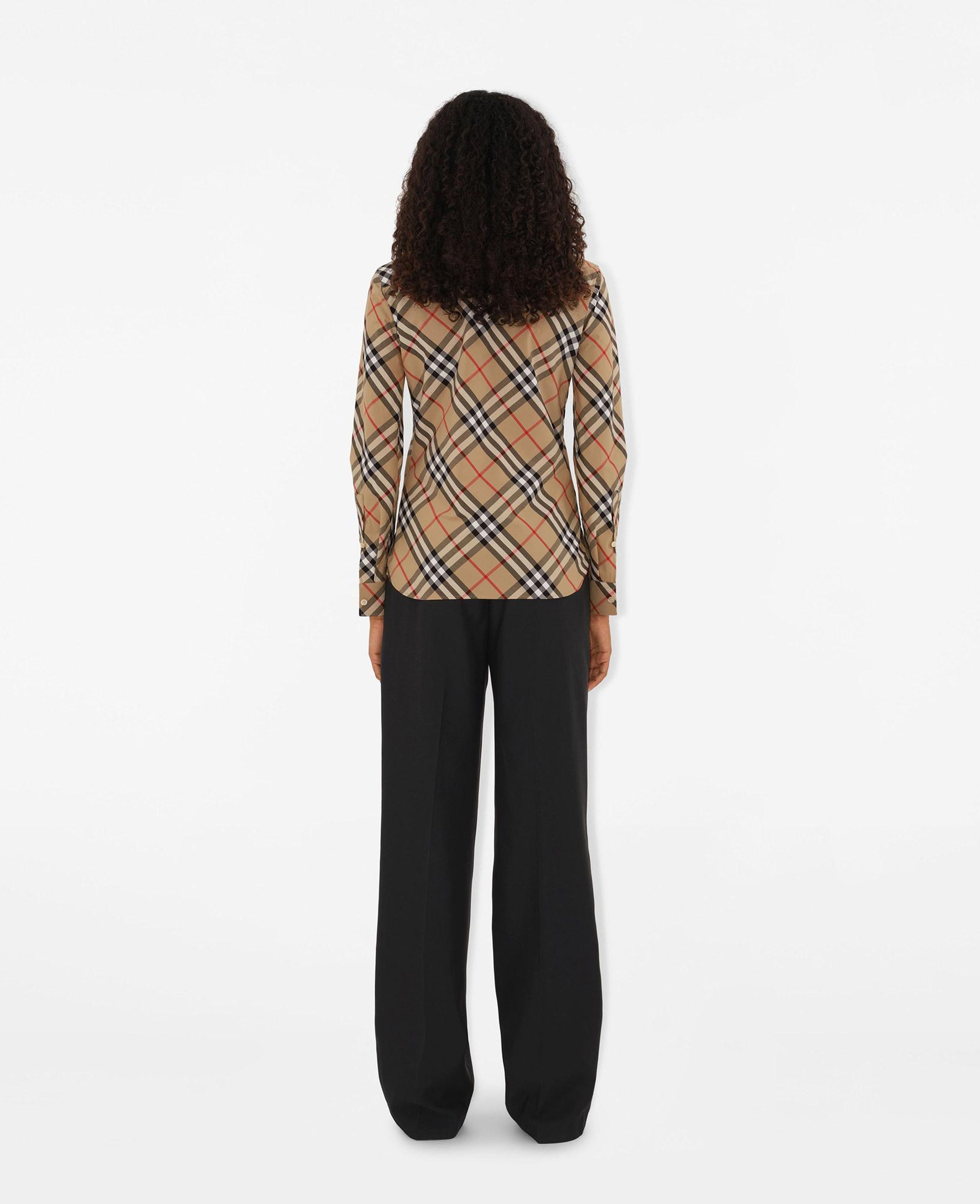 Burberry Slim Fit Check Pamuklu Kadın Bej Gömlek