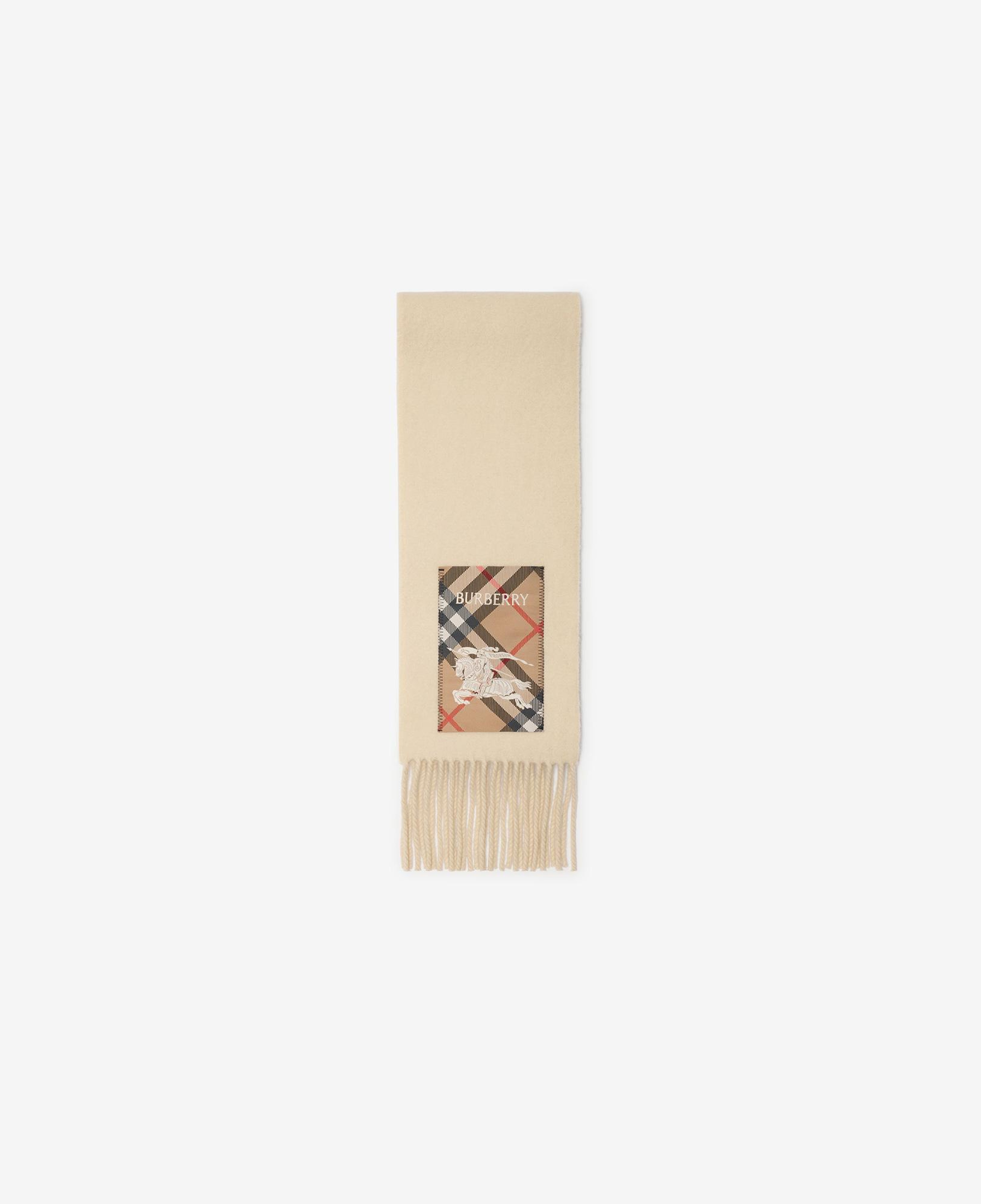 Burberry Solid Scf Label Cashmere Kadın Krem Atkı