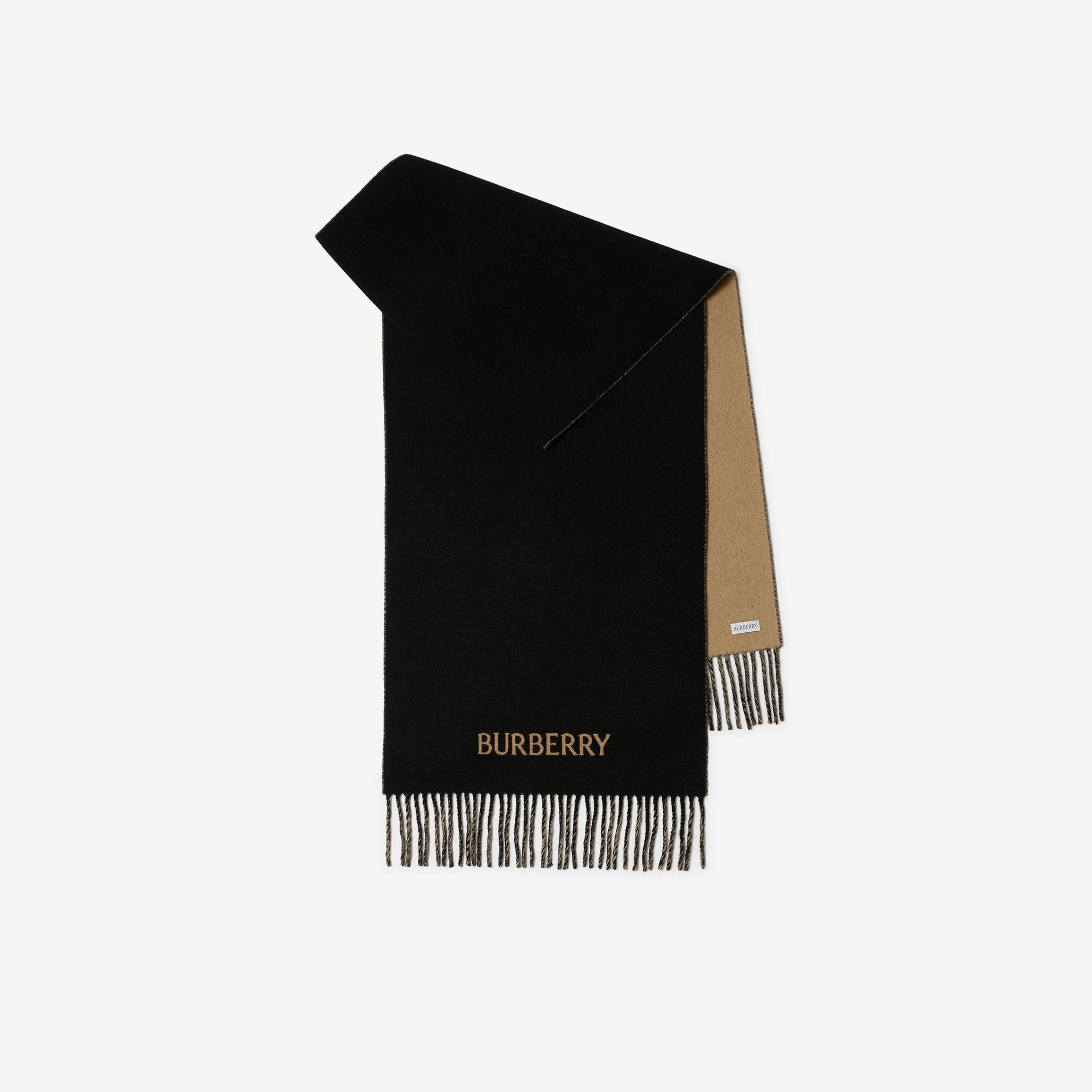 Burberry Knight Reversible Cashmere Kadın Siyah Atkı
