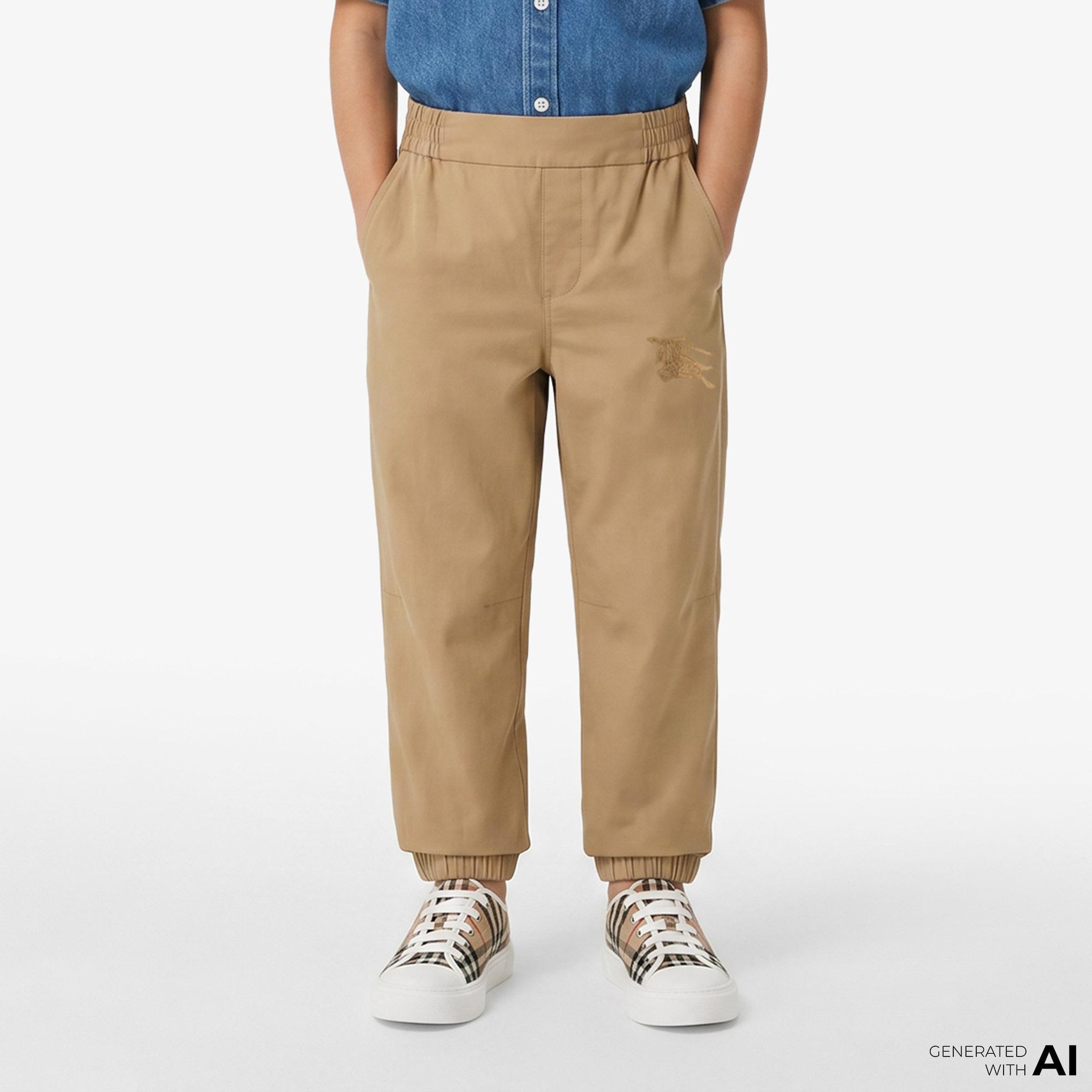 Burberry Travard Cotton Blend Çocuk Bej Pantolon