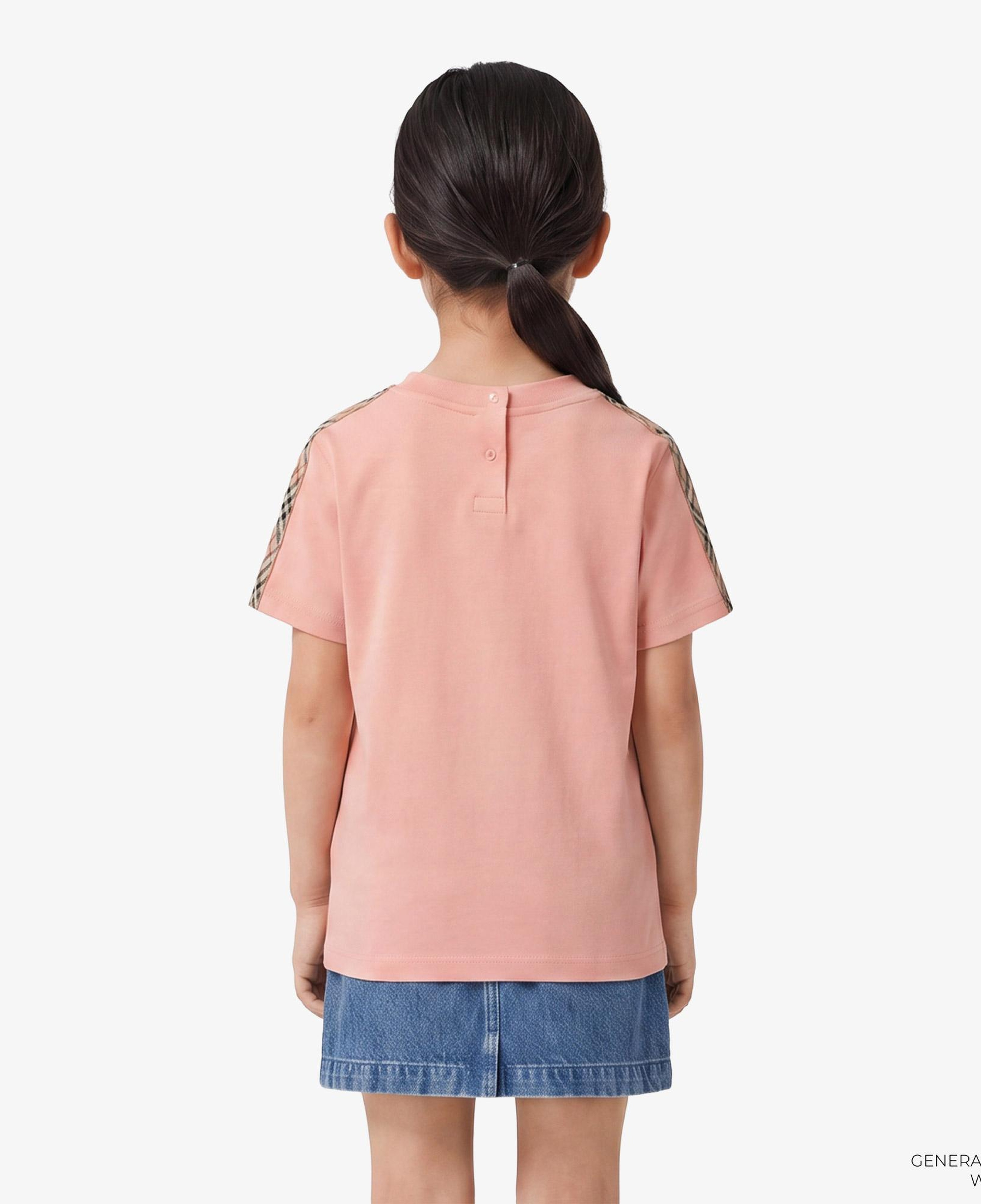 Burberry Cedar Check Trim Cotton Çocuk Pembe T-Shirt