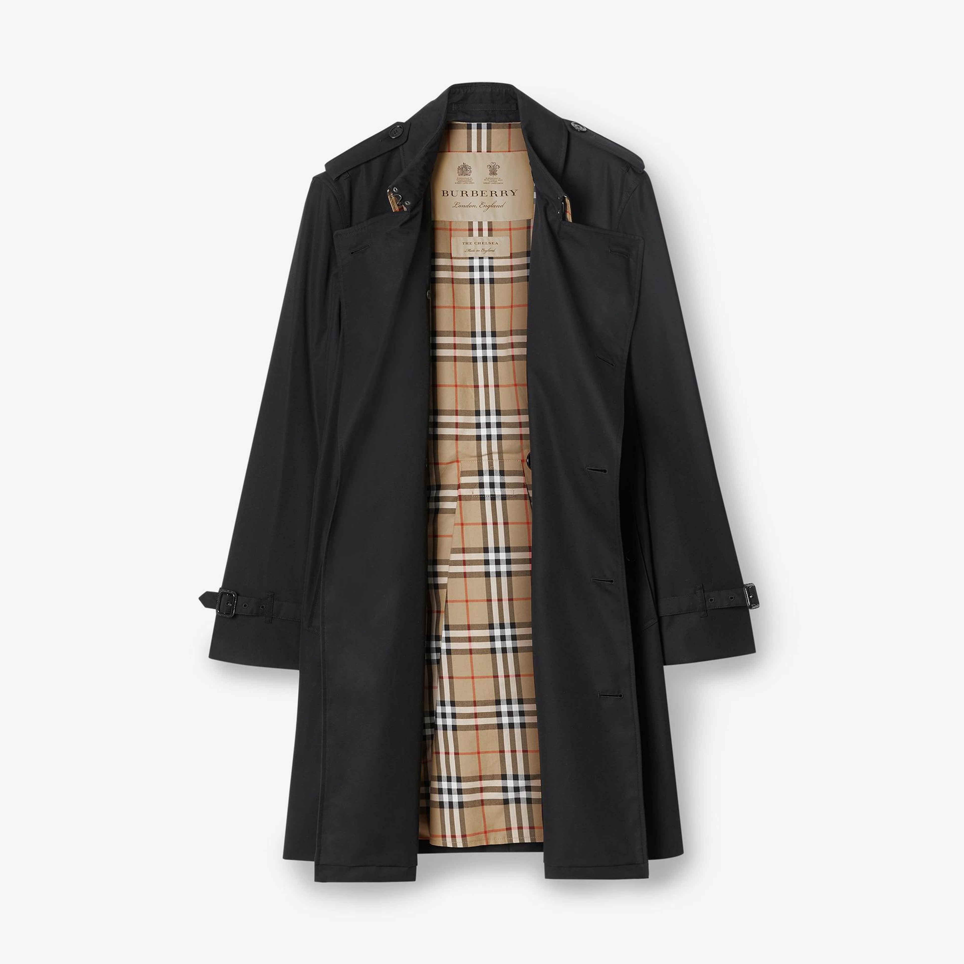 Burberry The Mid-Length Chelsea Heritage Erkek Siyah Trençkot