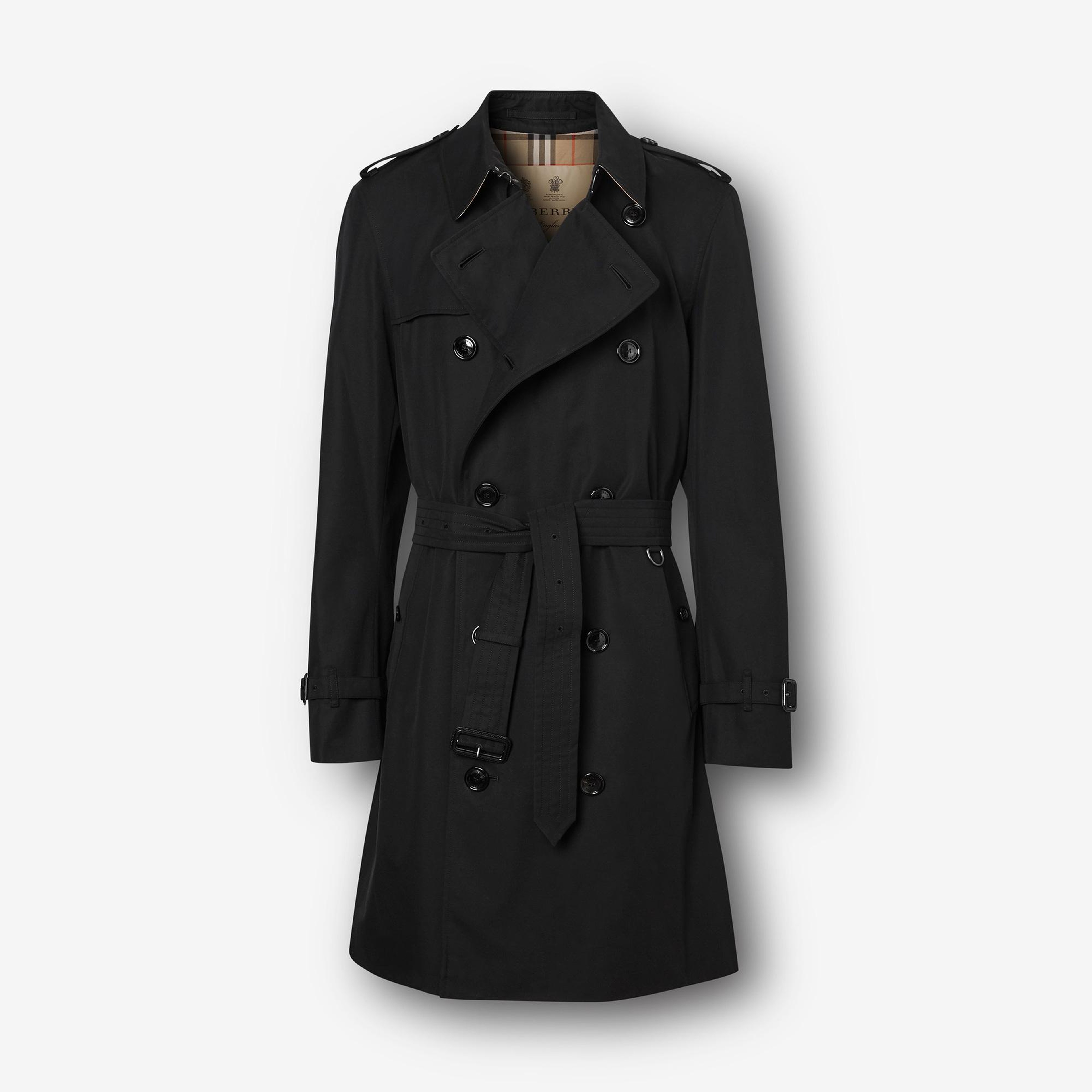 Burberry The Mid-Length Chelsea Heritage Erkek Siyah Trençkot
