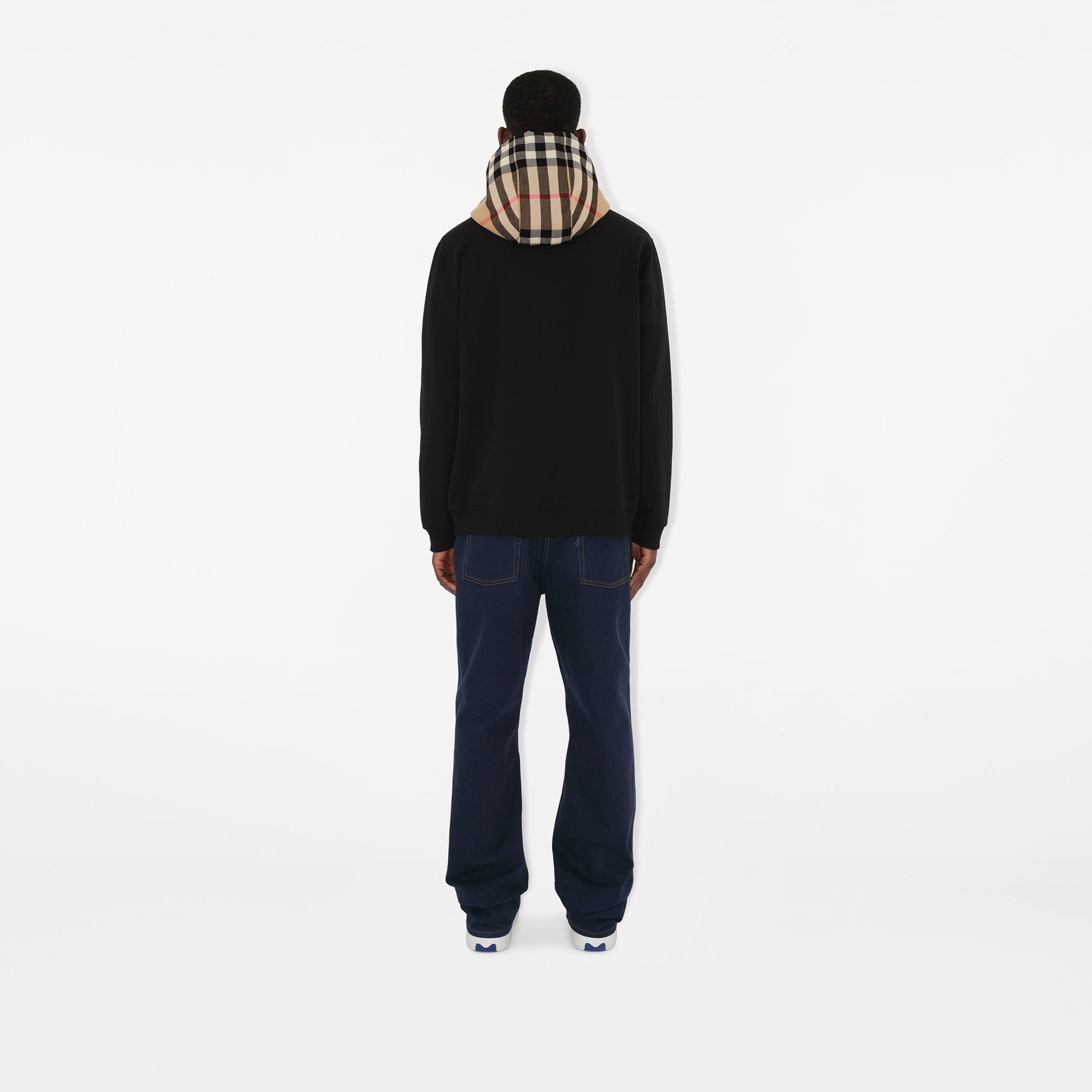 Burberry Check Hood Pamuklu Zip Erkek Siyah Hoodie