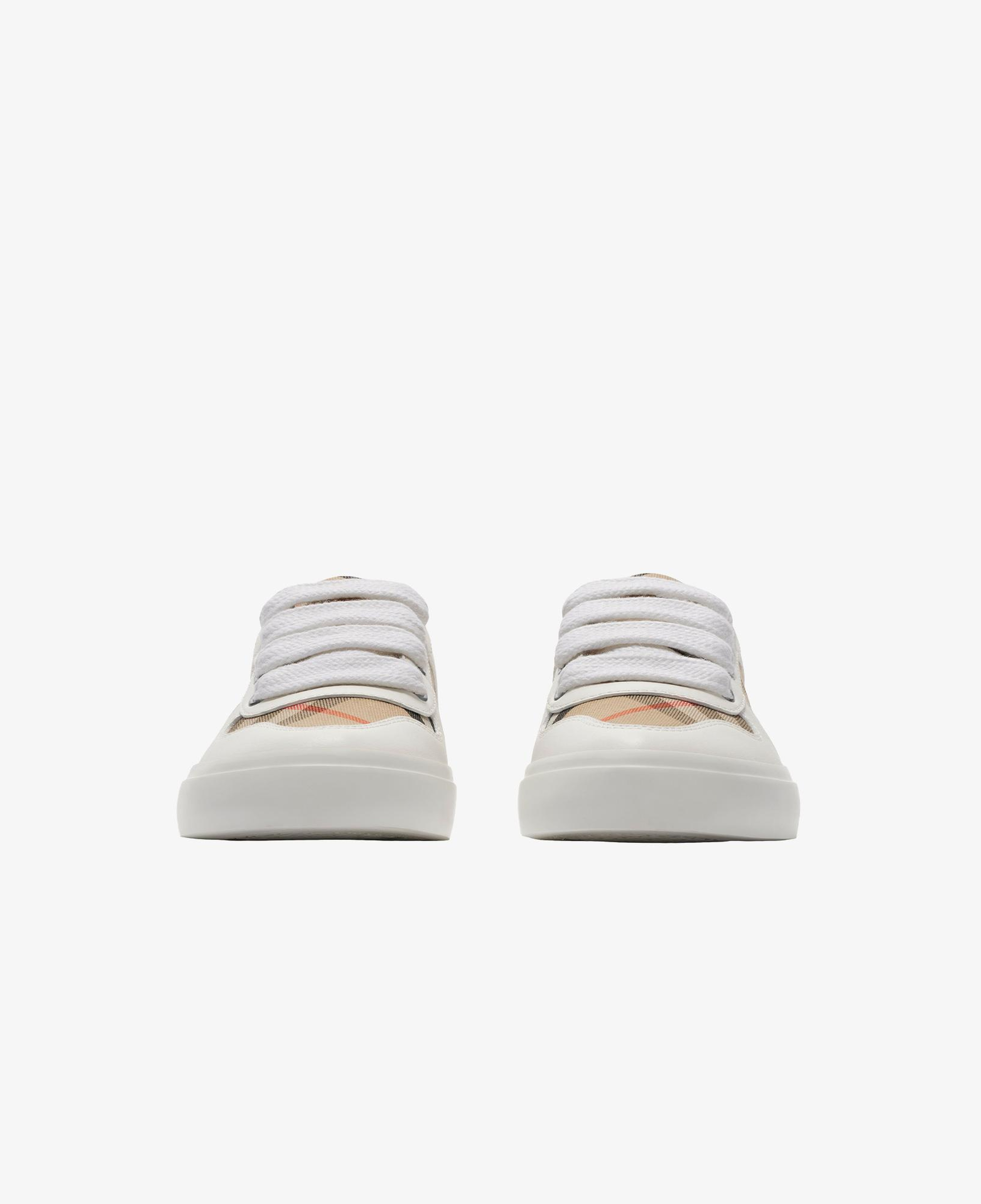 Burberry Check Pamuk ve Deri Çocuk Beyaz Sneaker