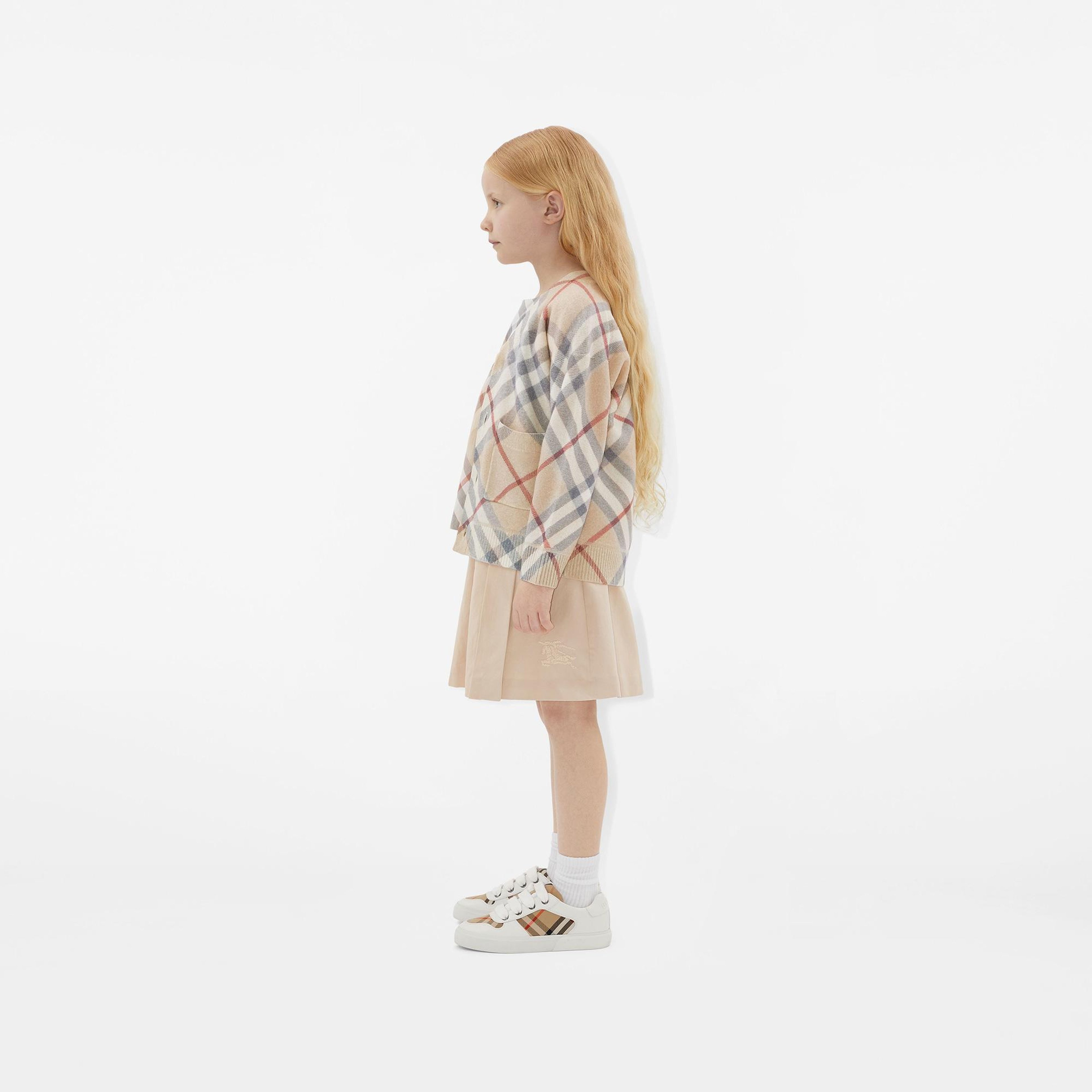 Burberry Check Pamuk ve Deri Çocuk Beyaz Sneaker