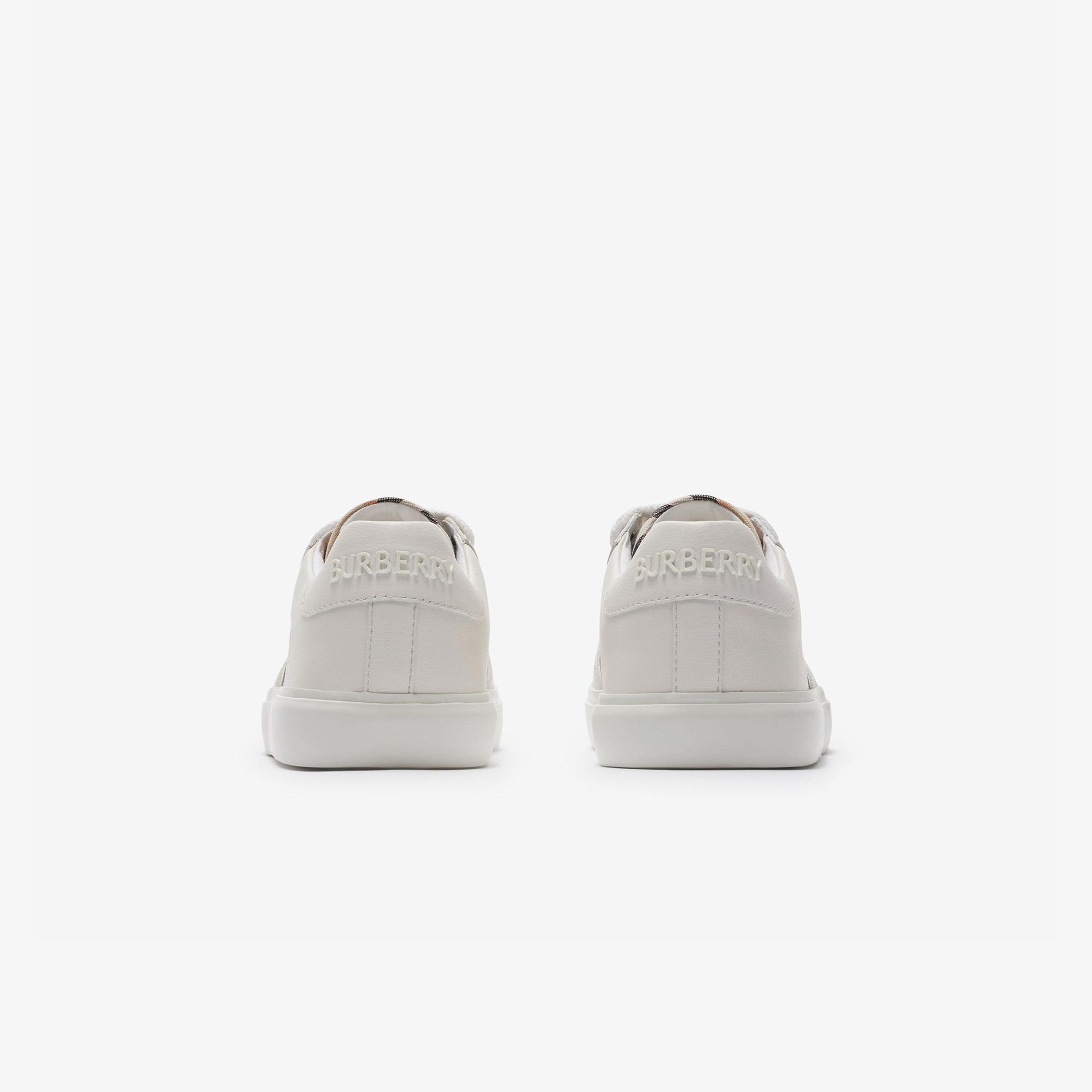 Burberry Check Pamuk ve Deri Çocuk Beyaz Sneaker