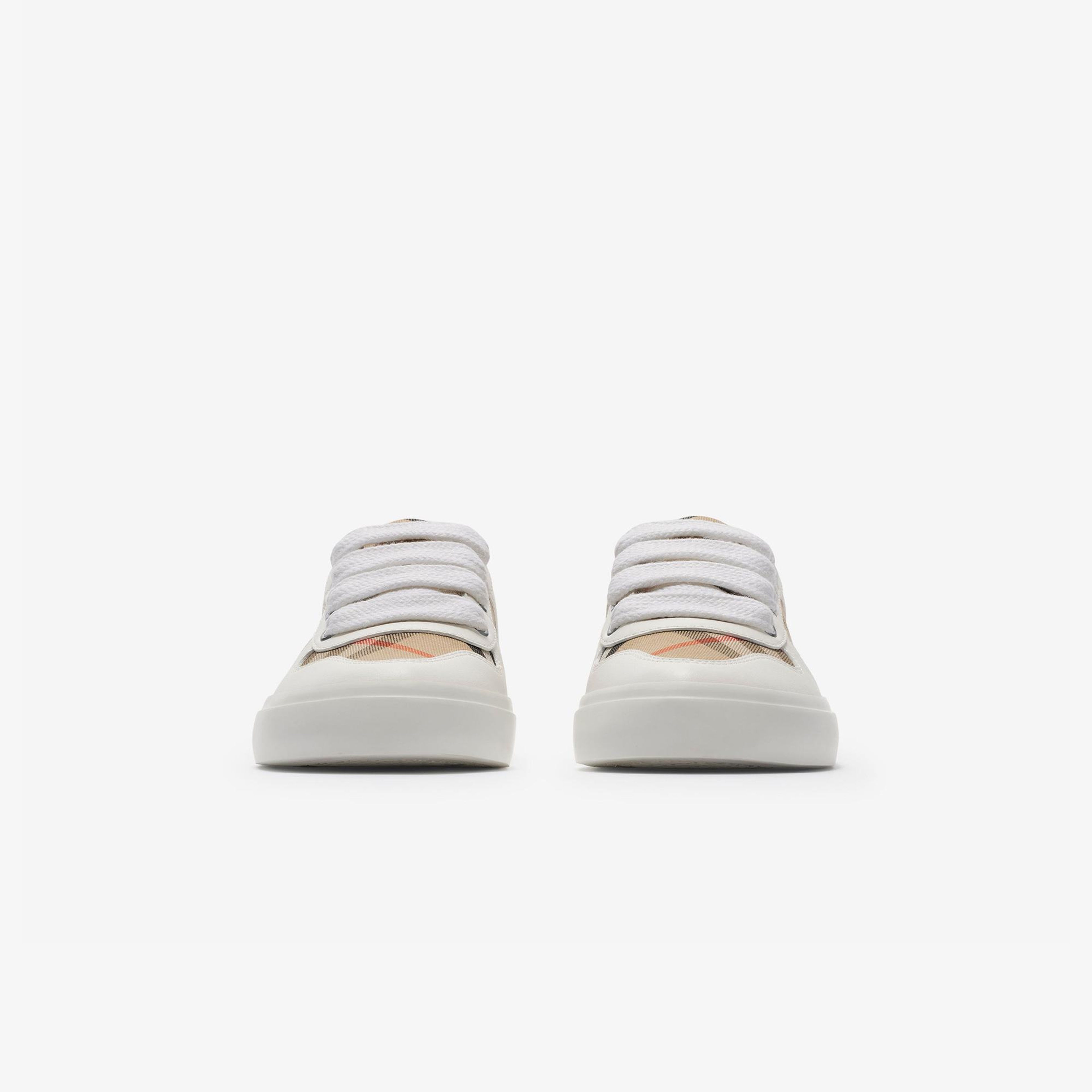 Burberry Check Pamuk ve Deri Çocuk Beyaz Sneaker