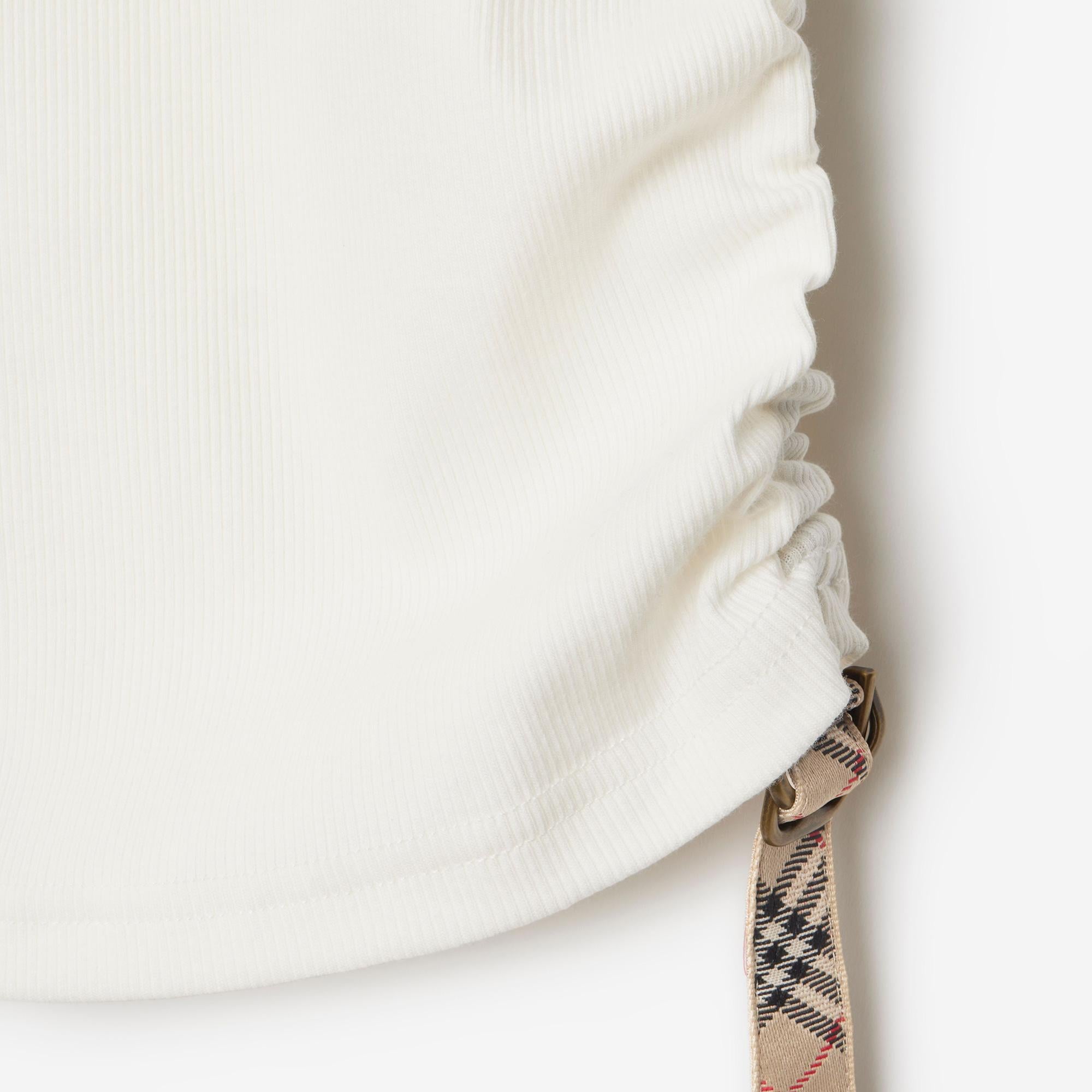 Burberry For Trim Stretch Cotton Vest Kadın Beyaz T-Shirt
